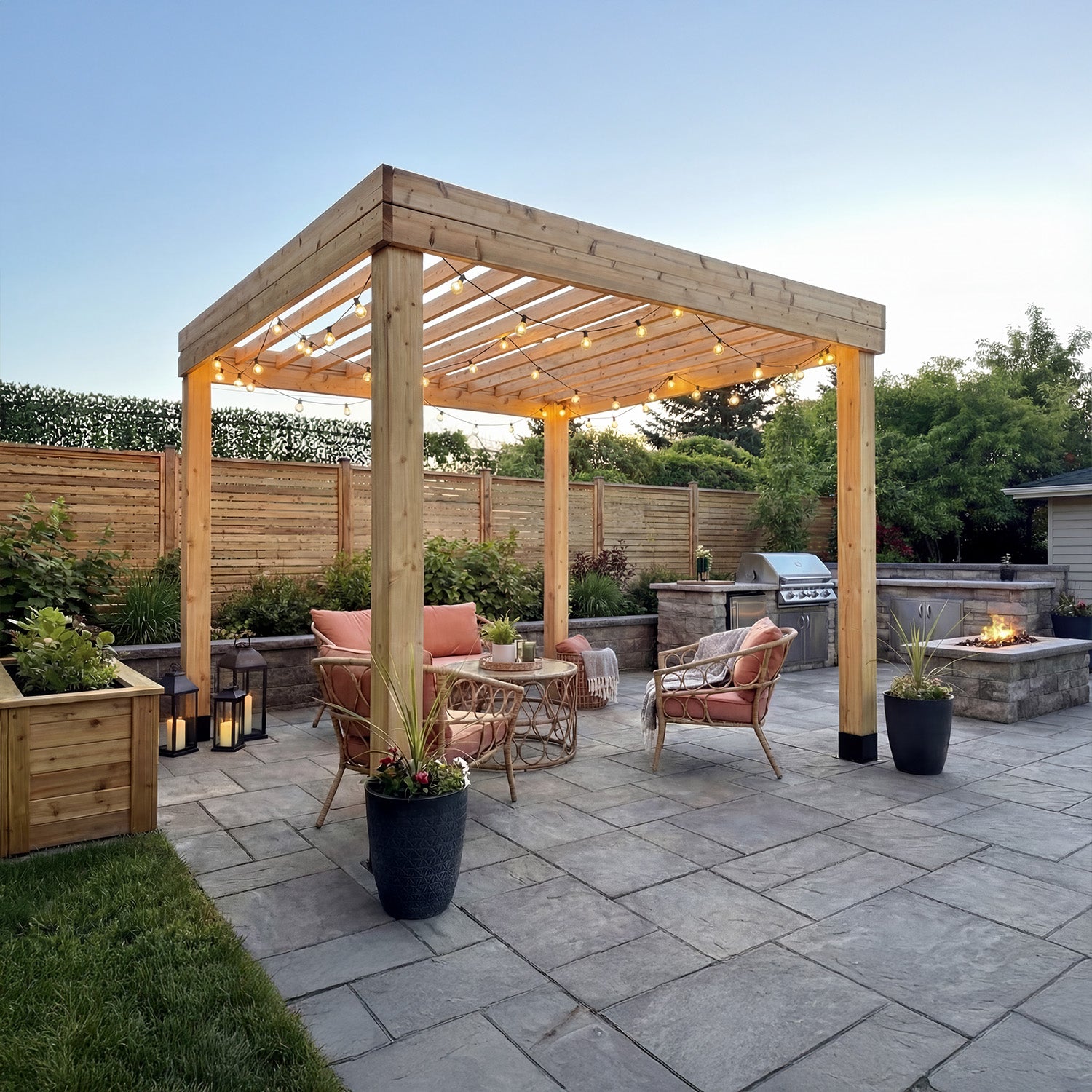 10' x 10' Western Red Cedar Urban Escape Pergola
