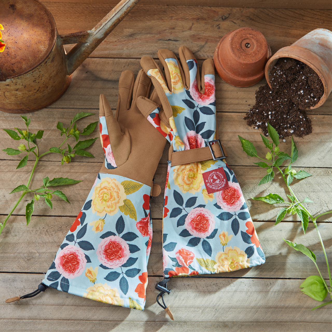 Botanical Print Gardening Arm Saver Gloves