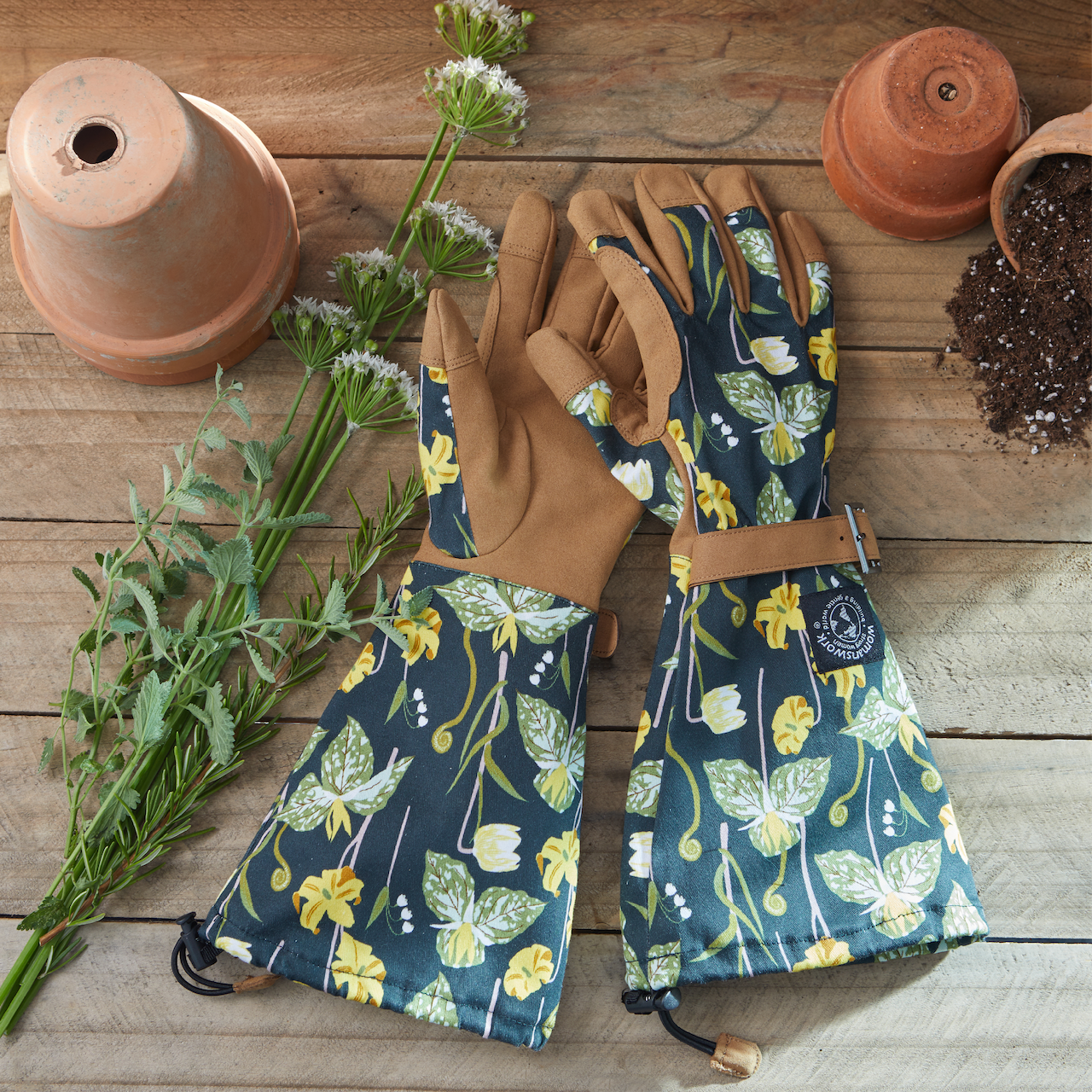 Botanical Print Gardening Arm Saver Gloves