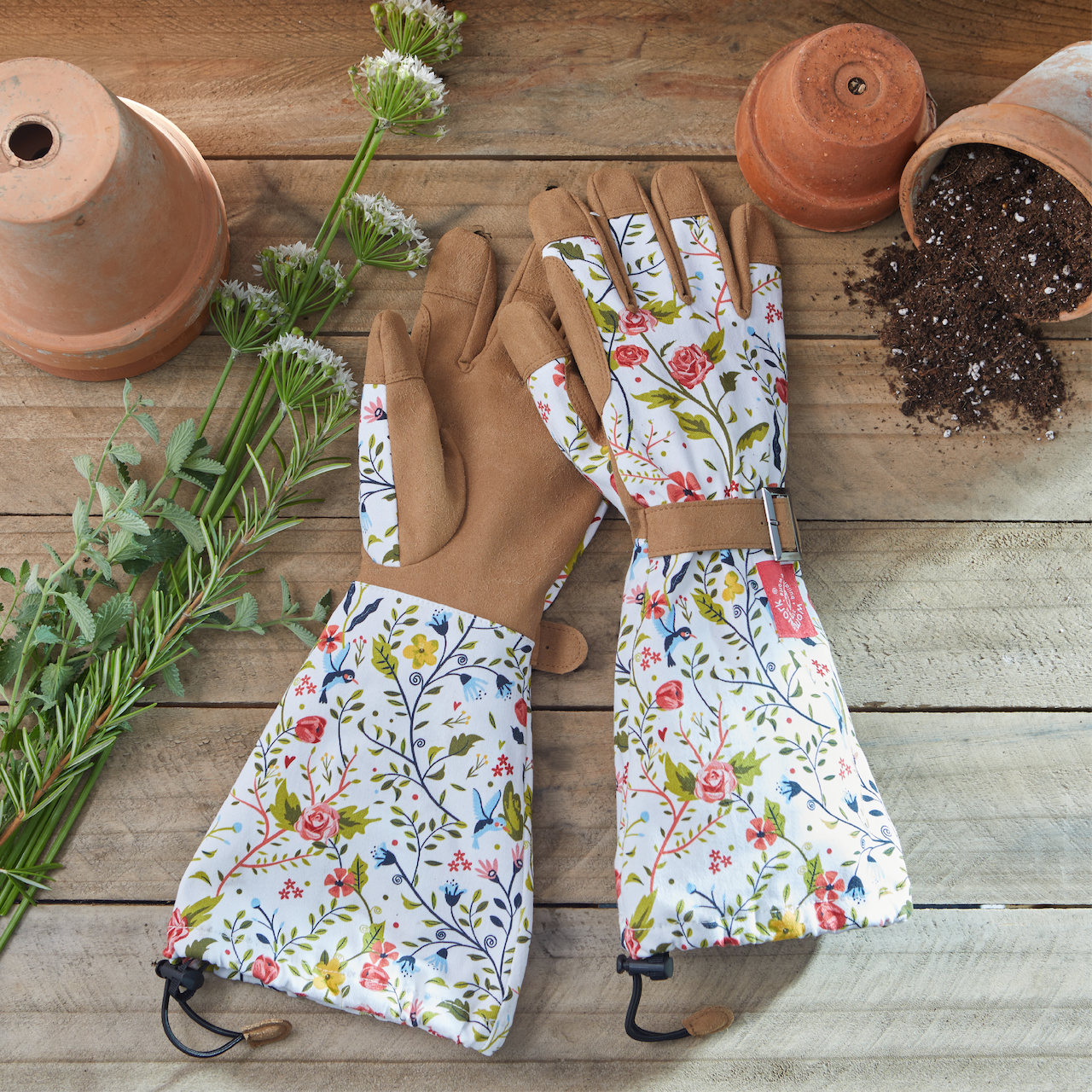 Botanical Print Gardening Arm Saver Gloves