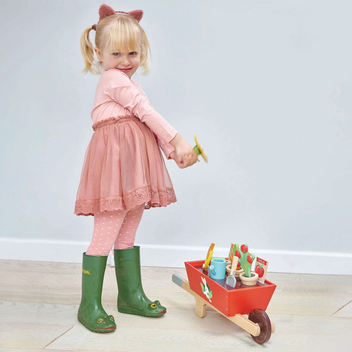 Wooden Garden Wheelbarrow Set