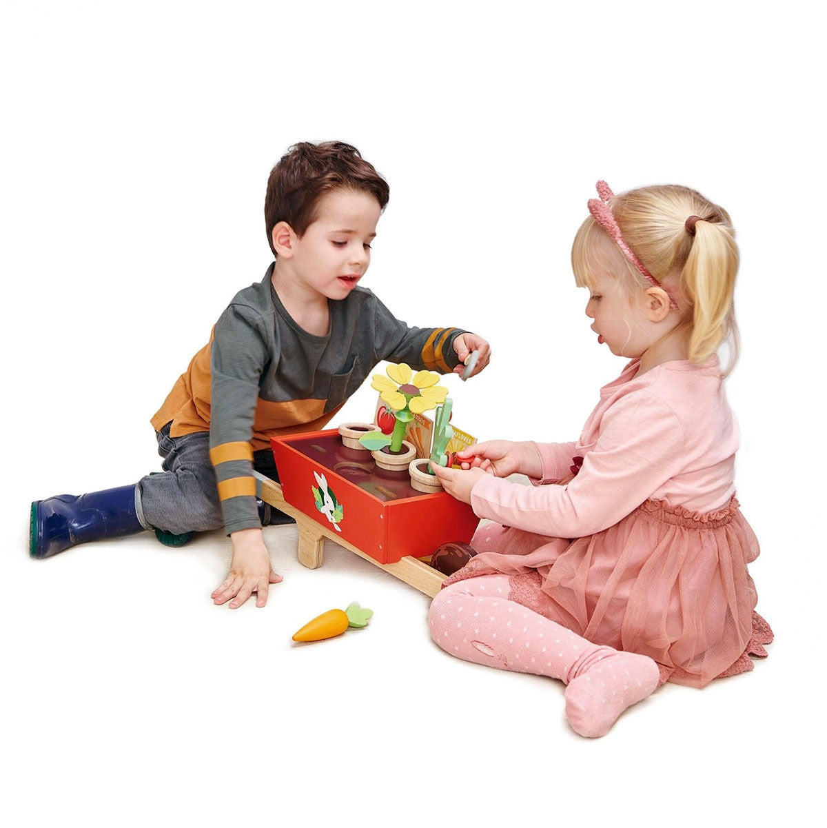 Wooden Garden Wheelbarrow Set