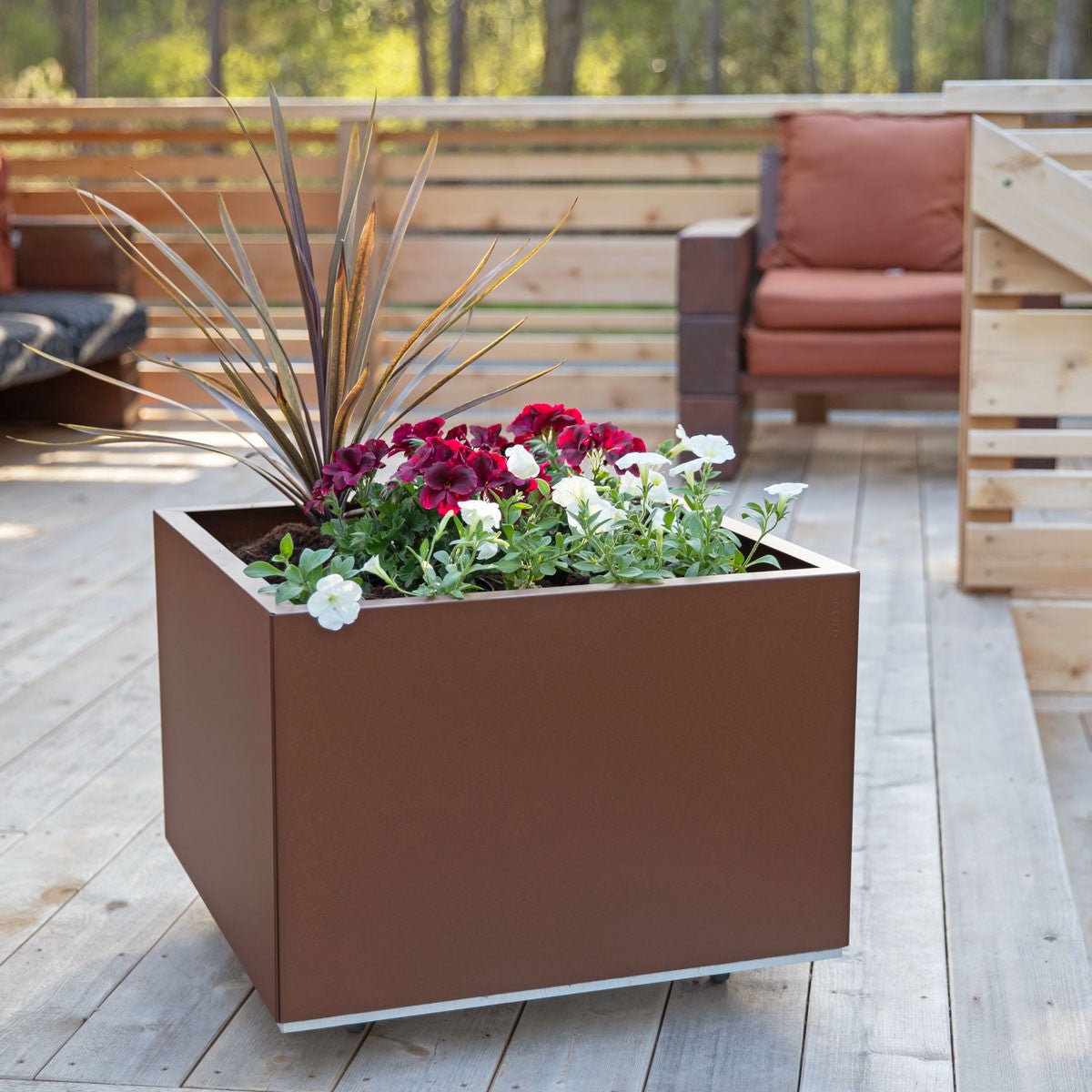 Bedd Steel Patio Planter Boxes - 2' Square Planters Black 10" option3