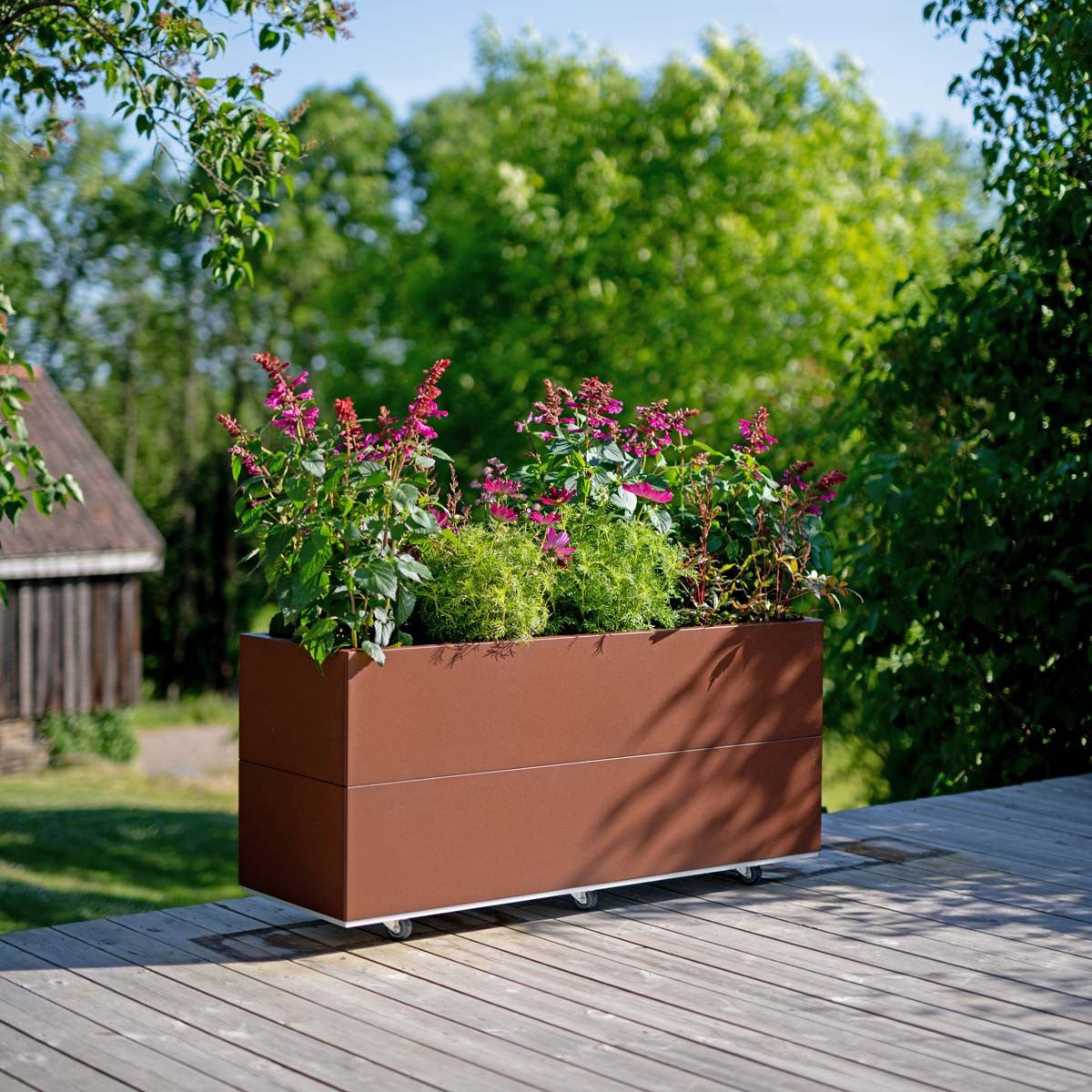 Bedd Steel Patio Planter Boxes - Rectangular Planters 16" W x 31" L 10" Black