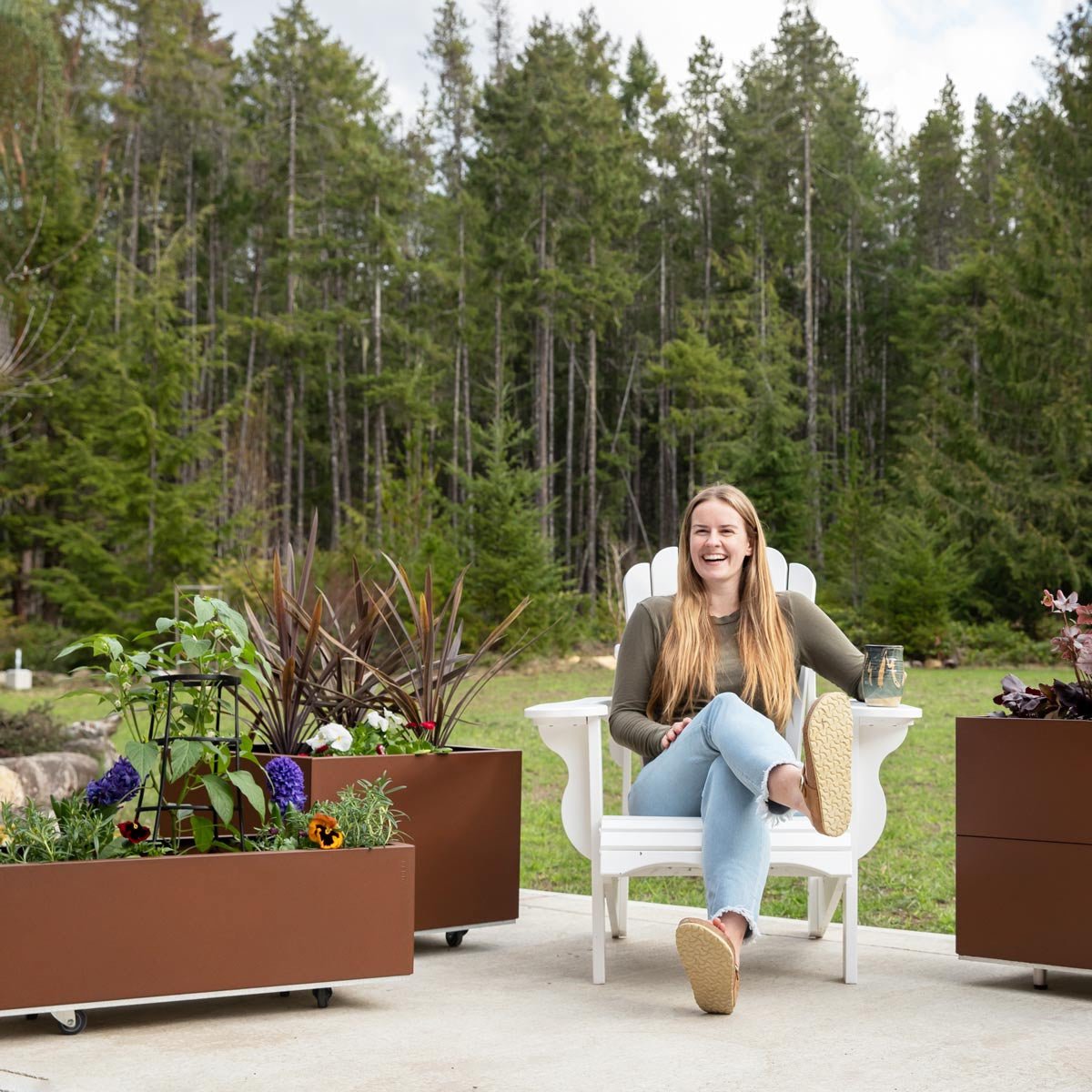 Bedd Steel Patio Planter Boxes - Rectangular Planters 16" W x 31" L 10" Black