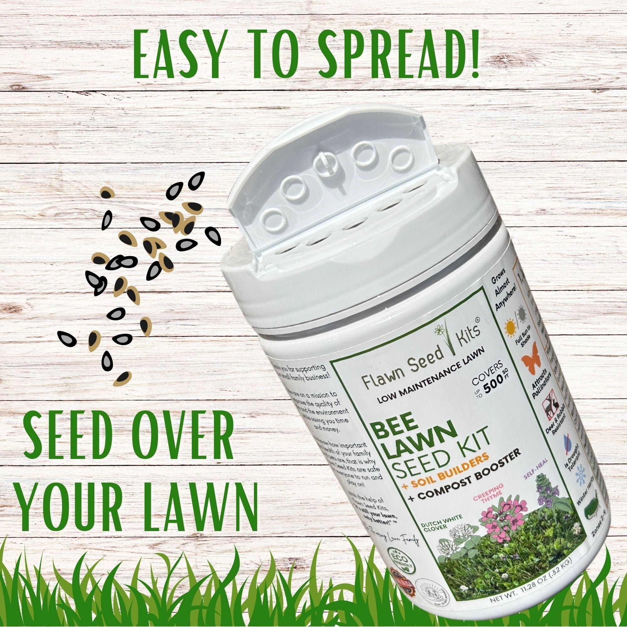 Bee Lawn Blend - White Clover, Self-Heal, & Creeping Thyme Seed Kit 250 sq ft