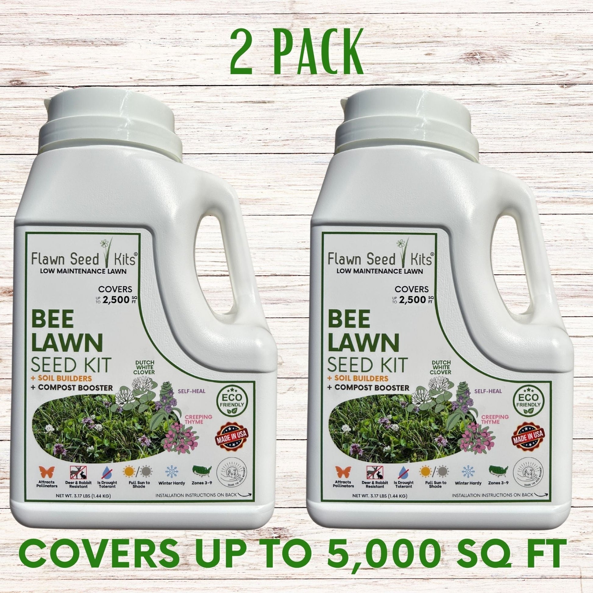 Bee Lawn Blend - White Clover, Self-Heal, & Creeping Thyme Seed Kit 250 sq ft