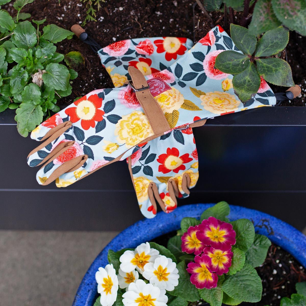 Botanical Print Gardening Arm Saver Gloves Small Woodland Garden