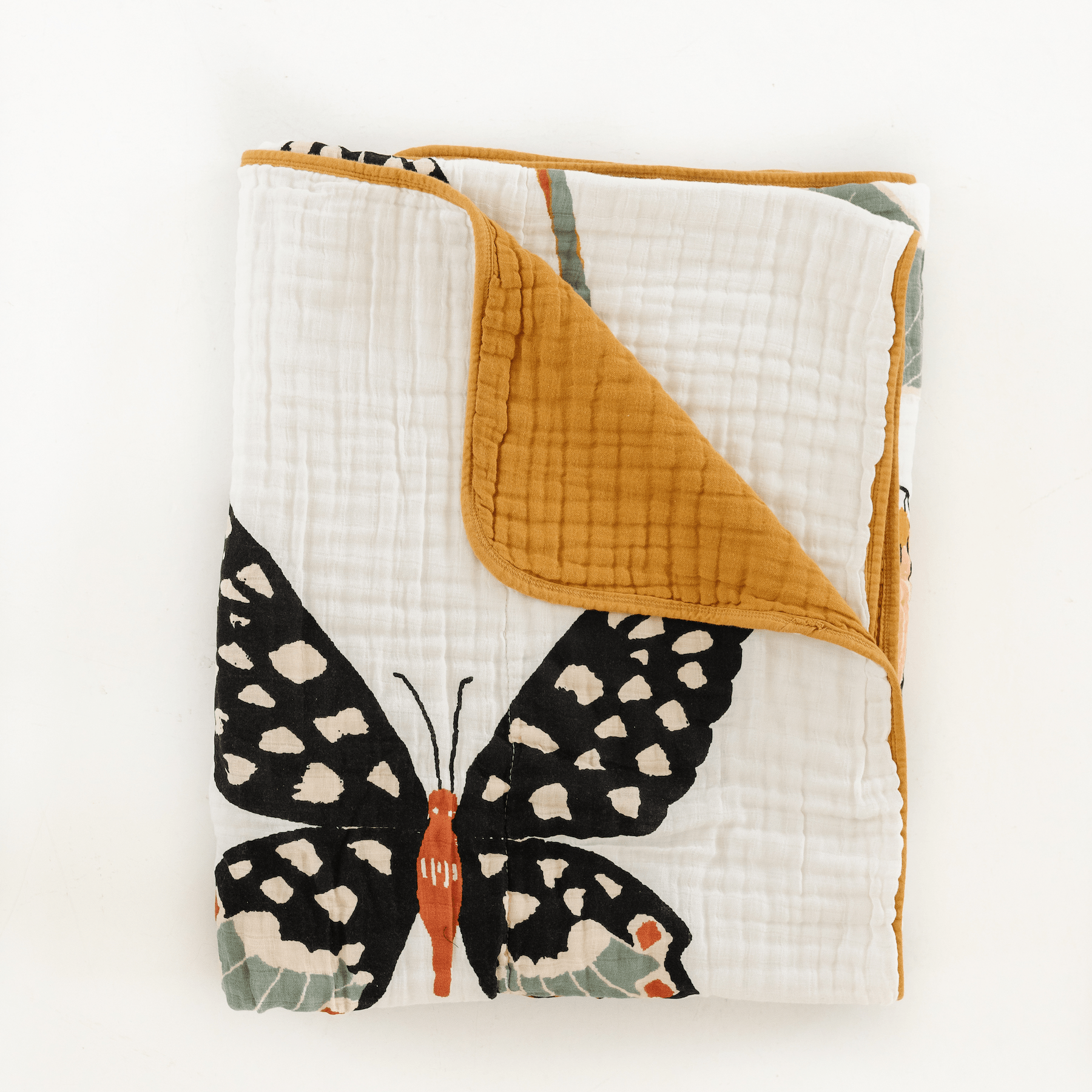 Butterfly Collector Reversible Cotton Muslin Throw Blanket