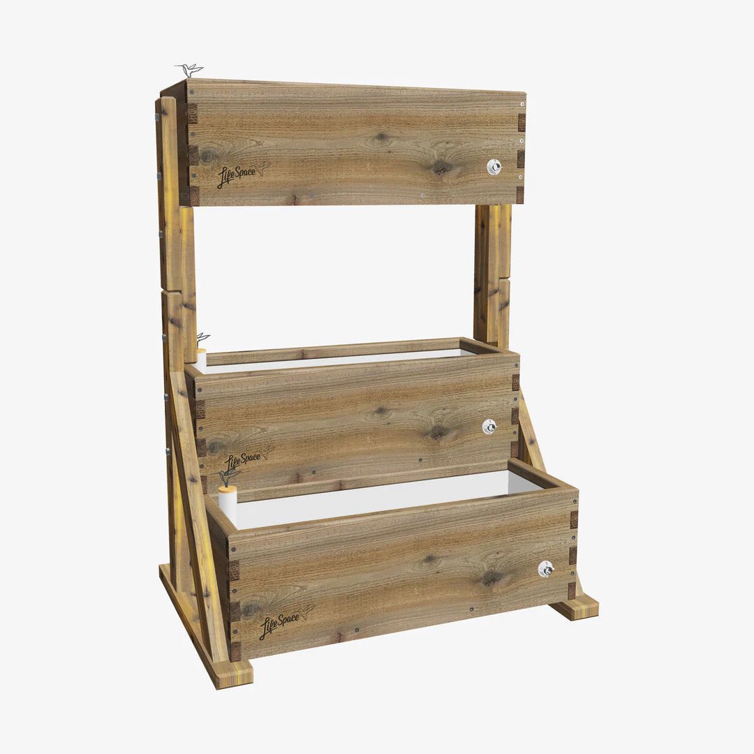 Canopy Self-Watering Vertical Cedar Planter Silver Patina