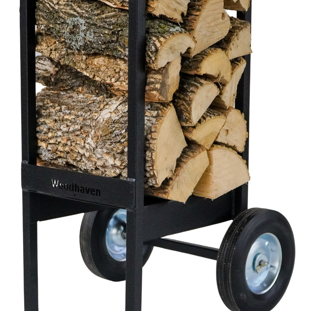 Heavy-Duty Steel Firewood Cart - 300 Lb Capacity
