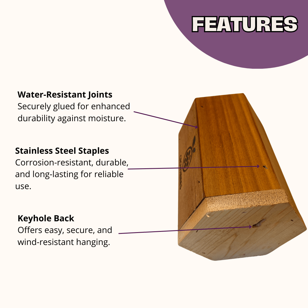 Cedar Cabana Complete Kit Bee House & Bee Certificate Spring Mason Bees (temps 55-80F)