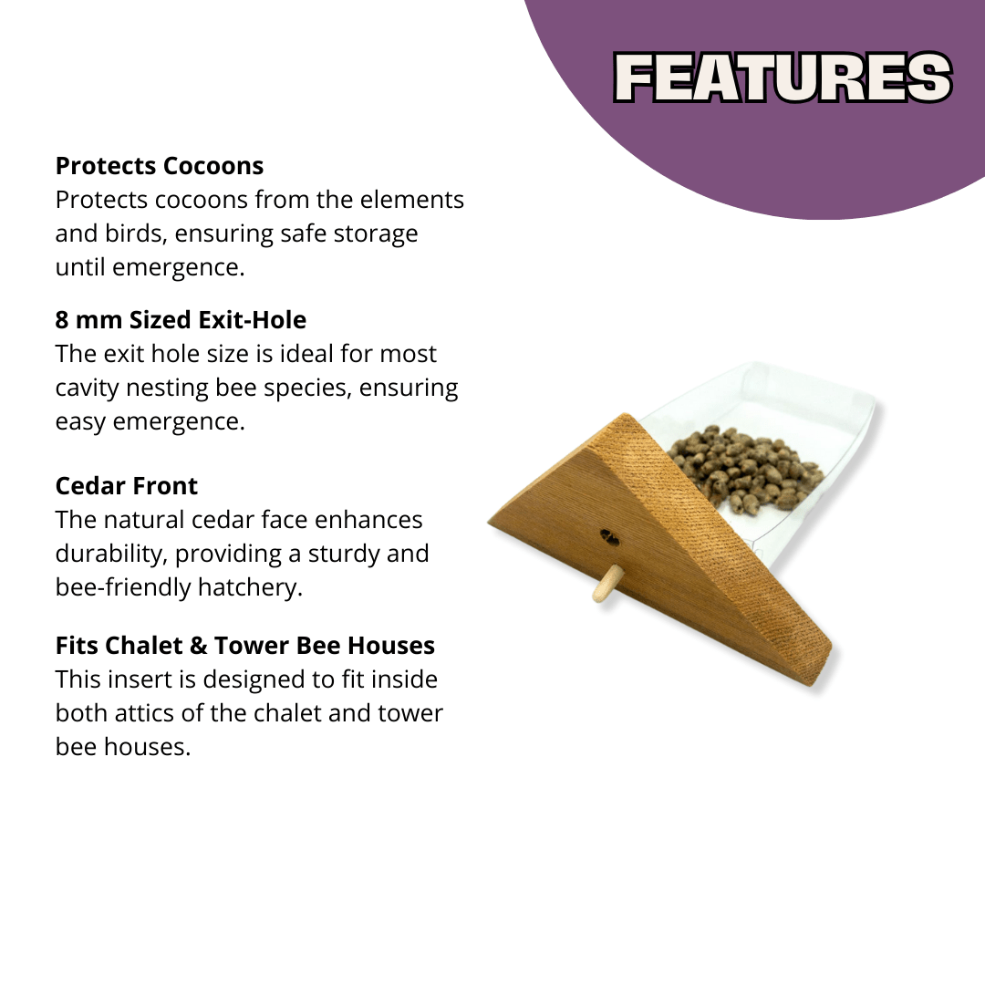 Cedar Cabana Complete Kit Bee House & Bee Certificate Spring Mason Bees (temps 55-80F)