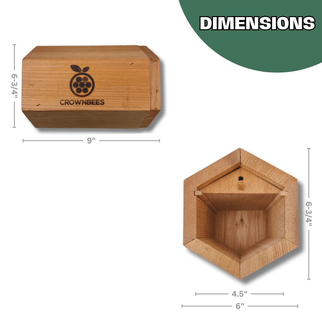 Cedar Cabana Complete Kit Bee House & Bee Certificate Spring Mason Bees (temps 55-80F)