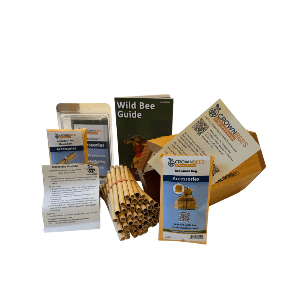 Cedar Cabana Complete Kit Bee House & Bee Certificate Spring Mason Bees (temps 55-80F)