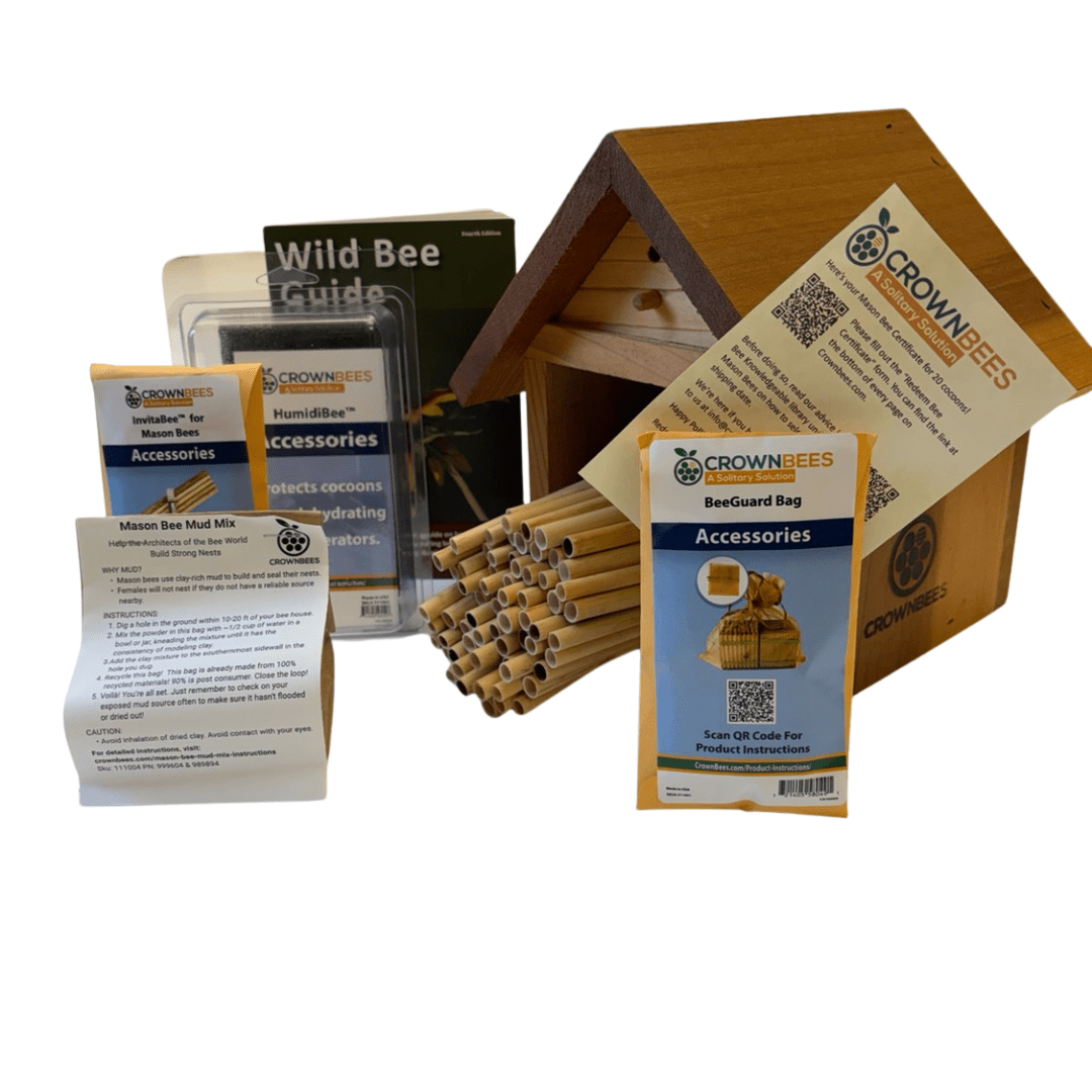 Cedar Chalet Complete Kit Bee House & Bee Certificate Spring Mason bees (temps 55-80F)