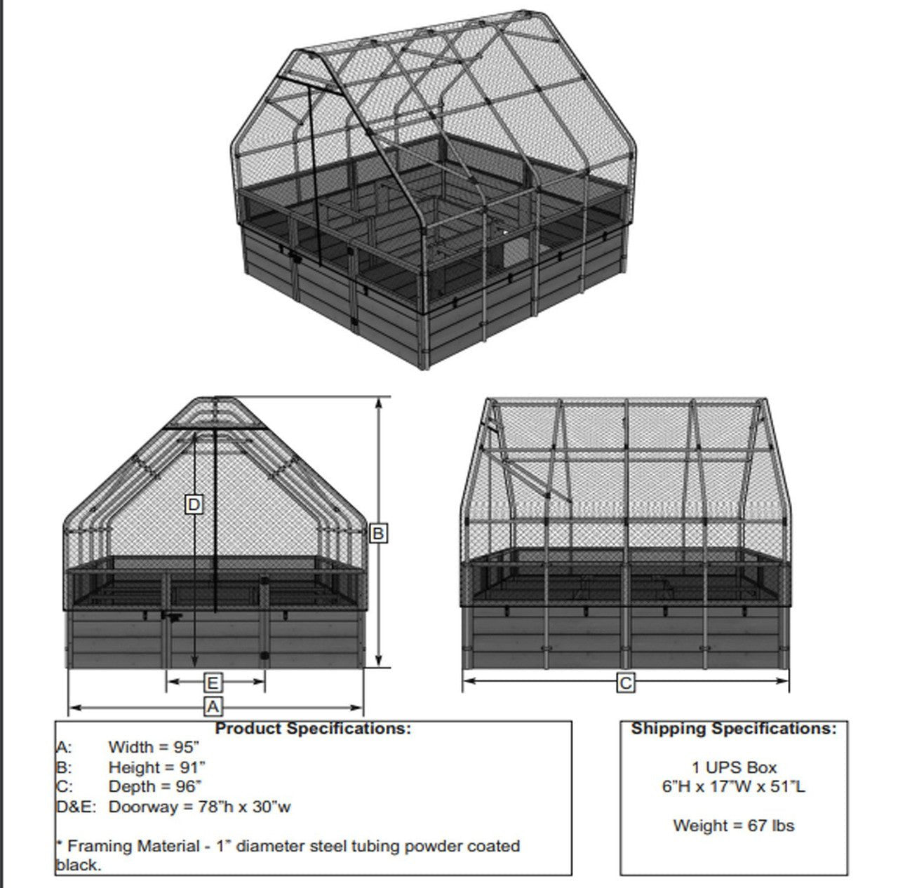 Cedar Complete Raised Garden Bed Kit with Bird Netting Cover 8' x 8'