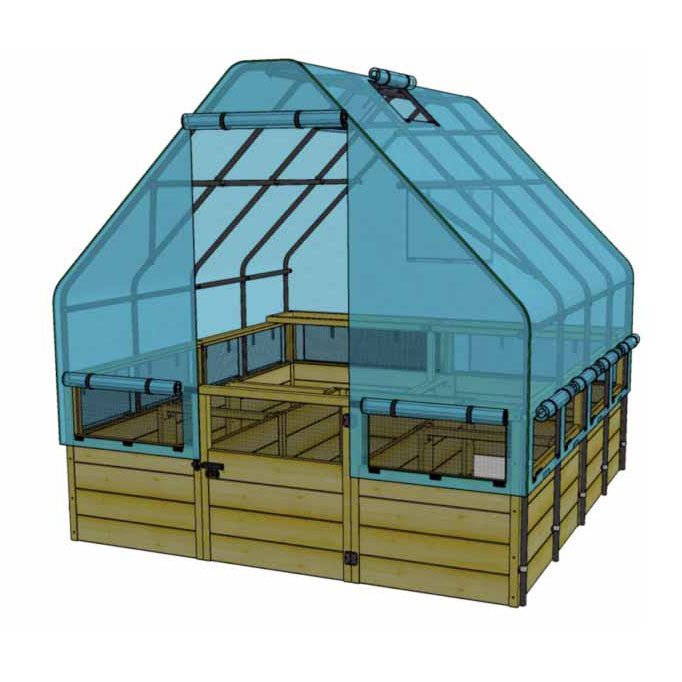Cedar Complete Raised Garden Bed Kit with Greenhouse Cover 8' x 8' option3