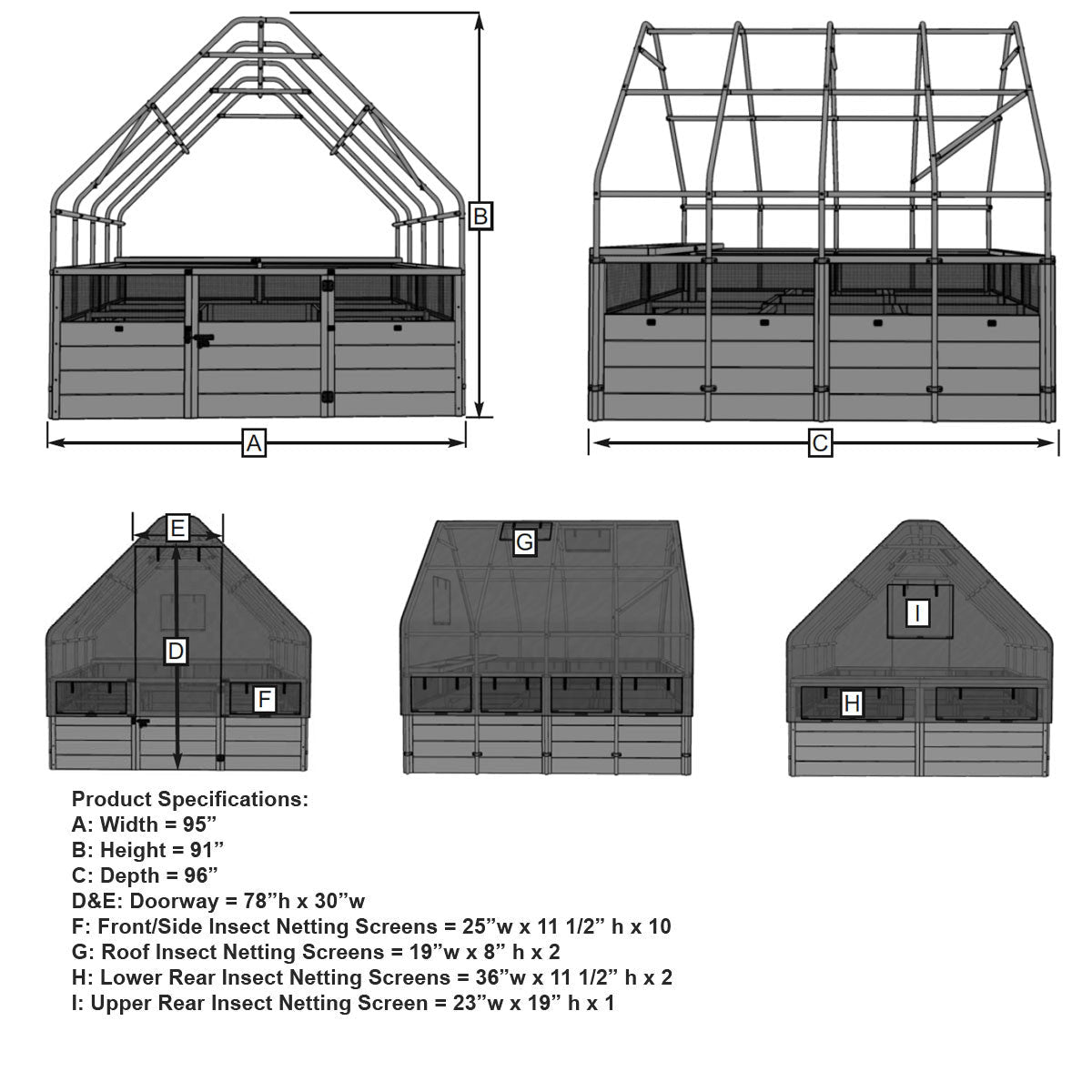 Cedar Complete Raised Garden Bed Kit with Greenhouse Cover 8' x 8' option3