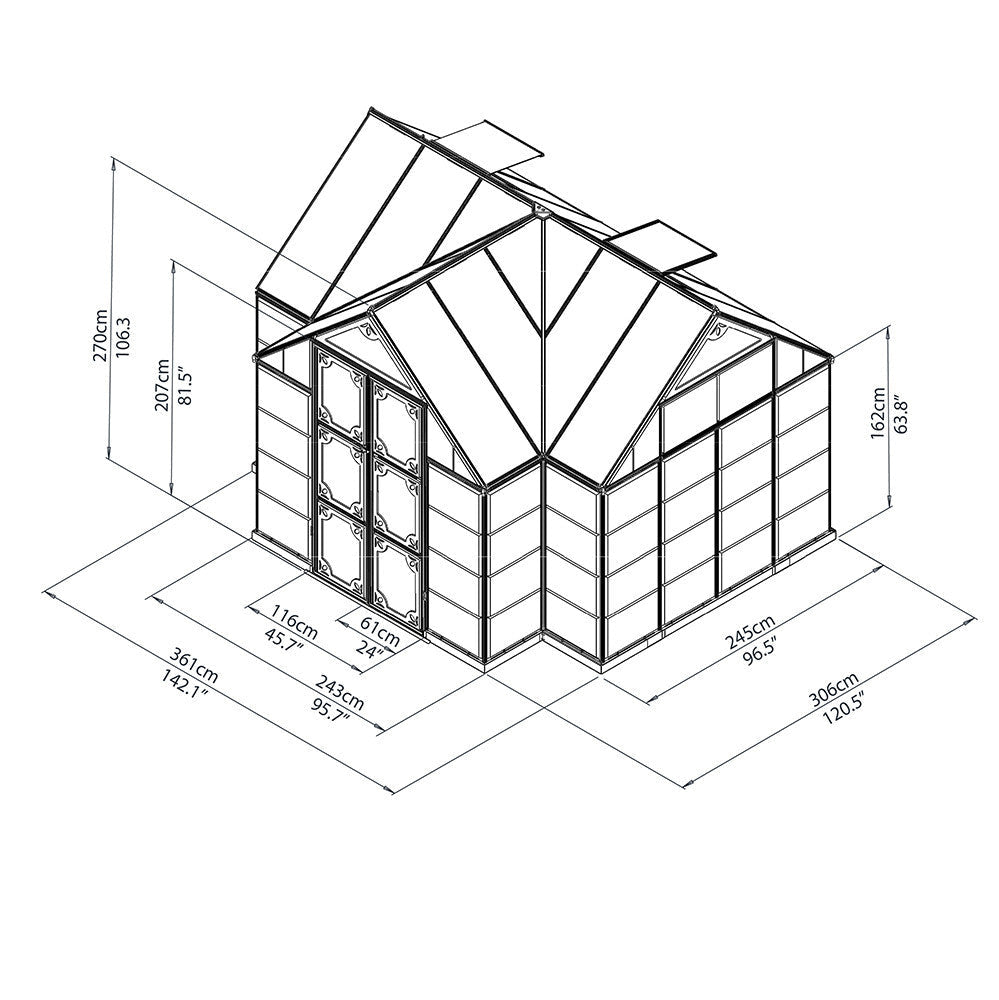 Chalet 12' x 10' Greenhouse option3