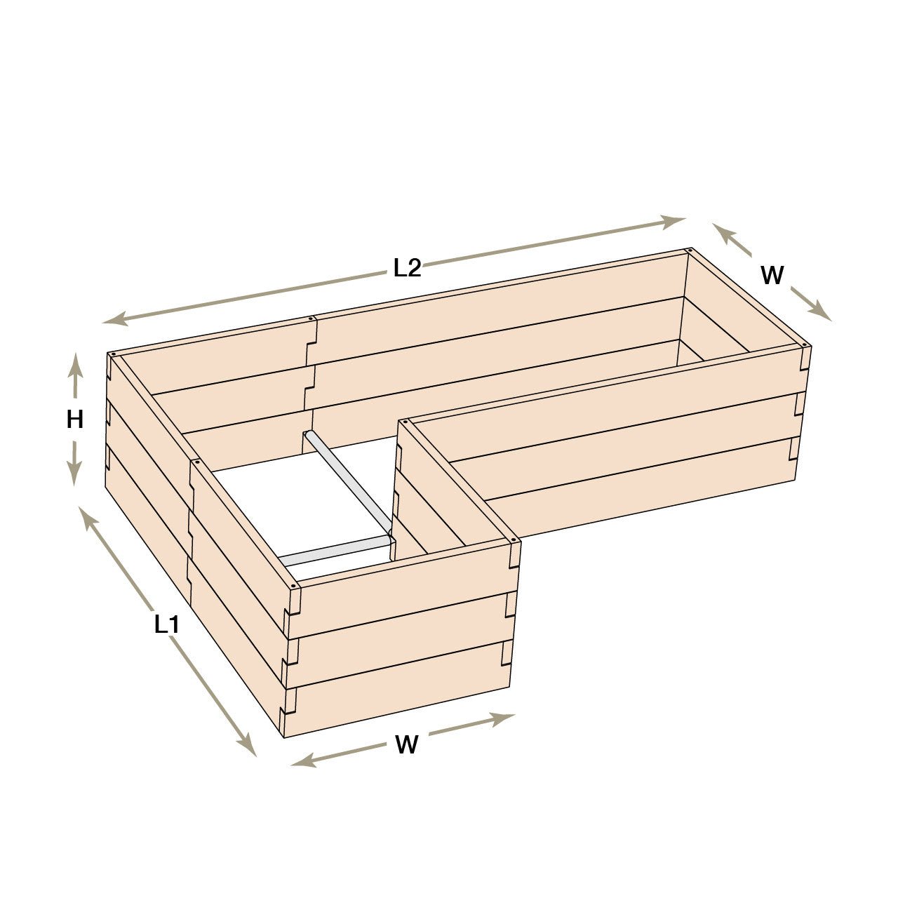 Classic Natural Cedar L-Shaped Raised Garden Beds 2' 4' 5.5"