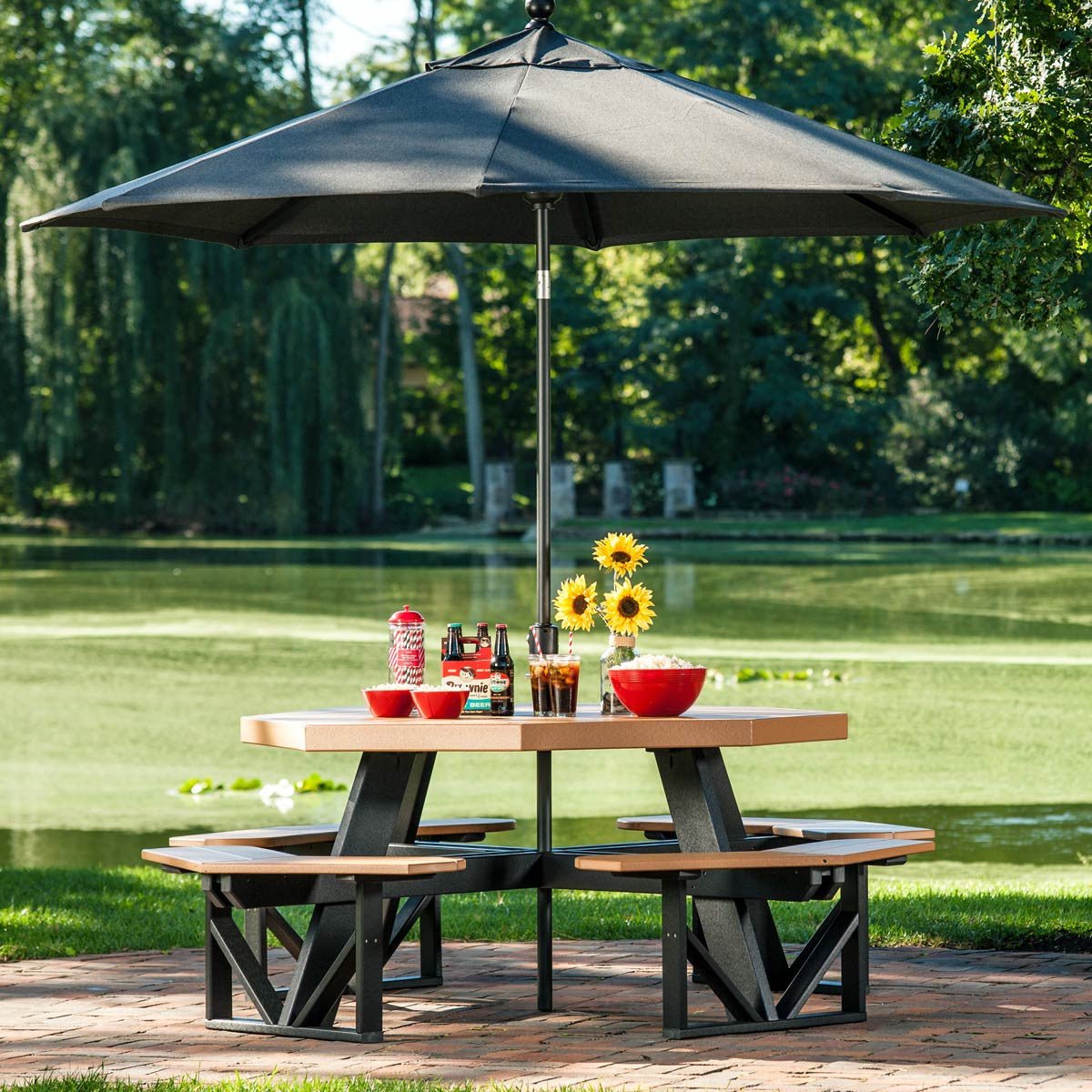 Classic Octagonal Picnic Table - 5' Long antique-mahogany
