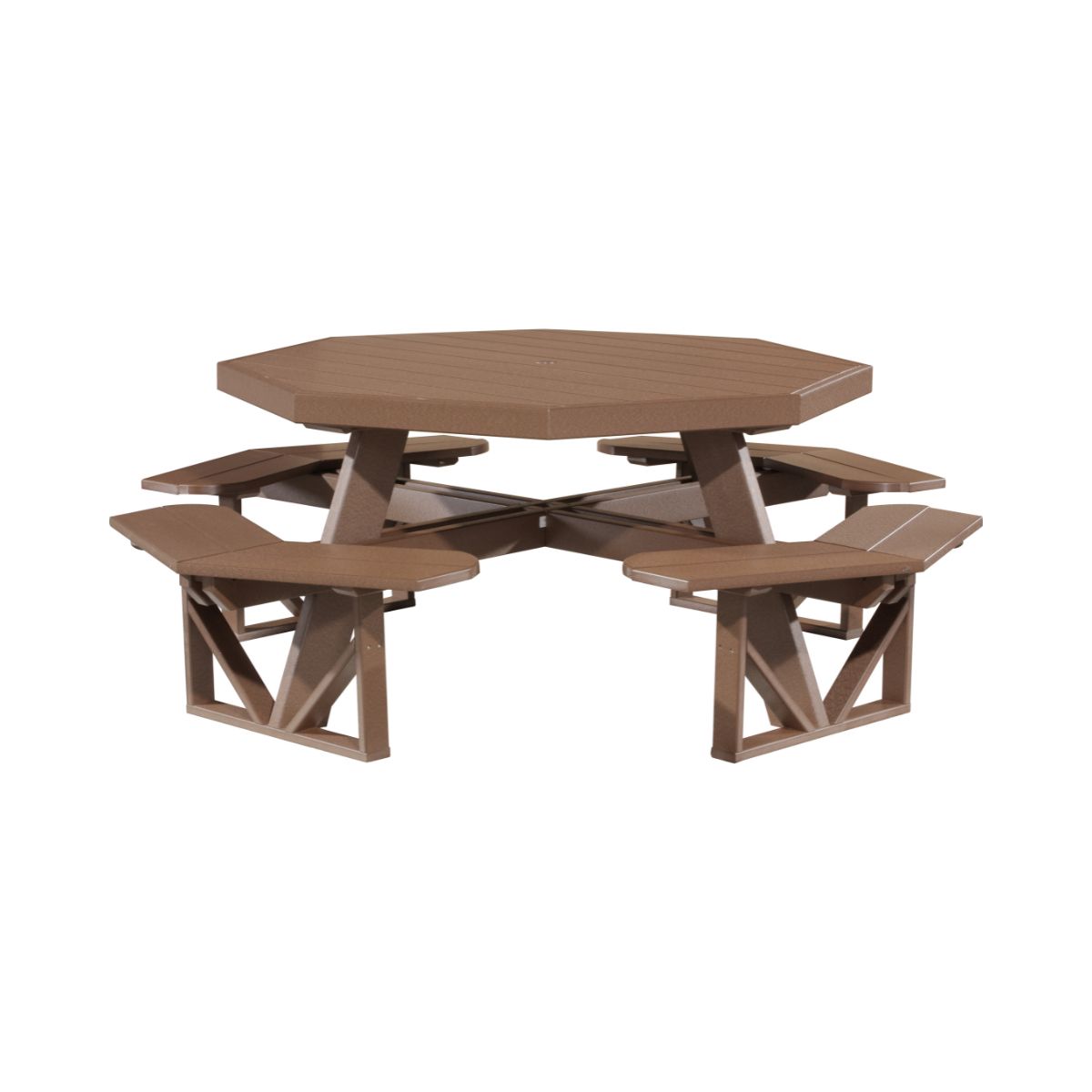 Classic Octagonal Picnic Table - 5' Long chestnut-brown