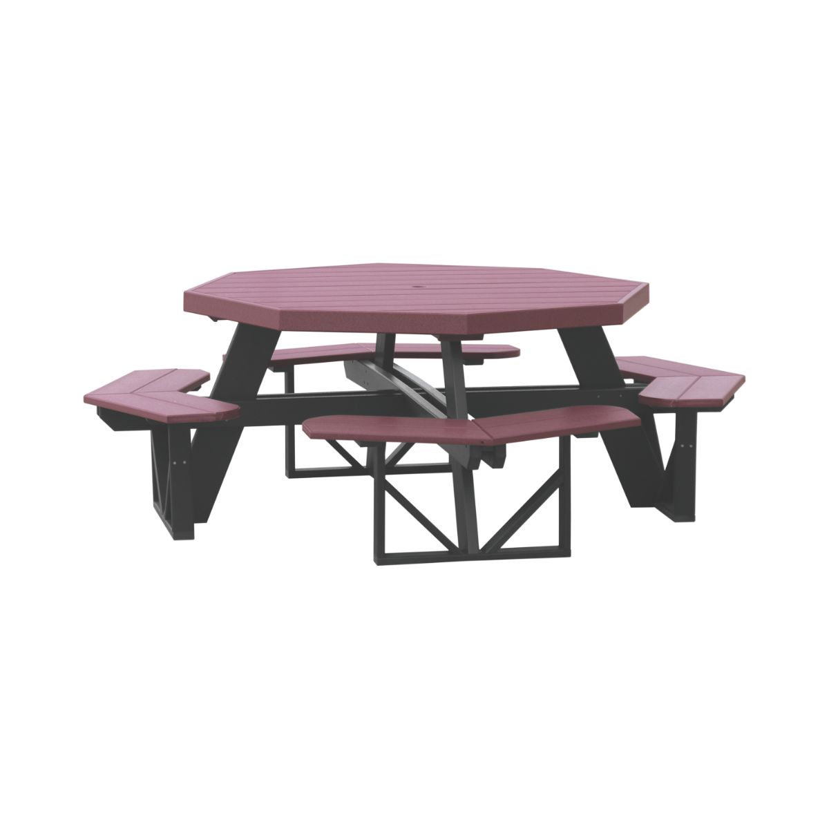 Classic Octagonal Picnic Table - 5' Long cherrywood-black