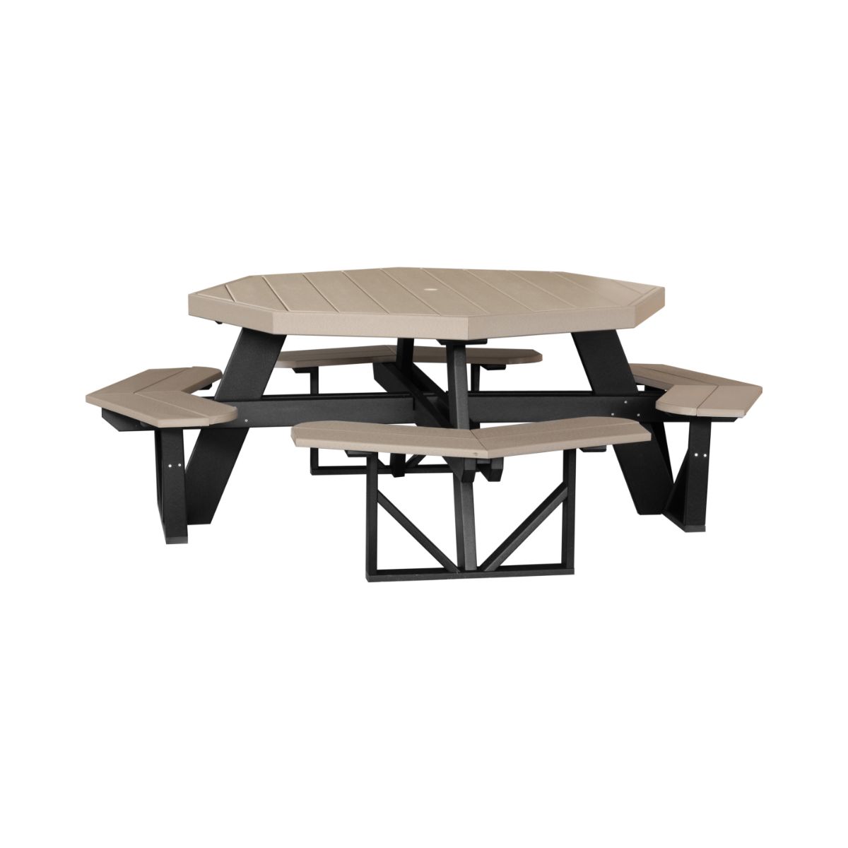 Classic Octagonal Picnic Table - 5' Long weatherwood-black