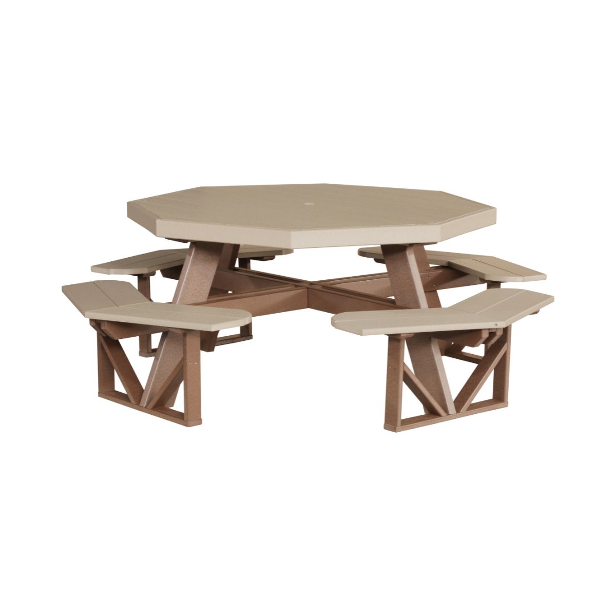 Classic Octagonal Picnic Table - 5' Long weatherwood-chestnut-brown