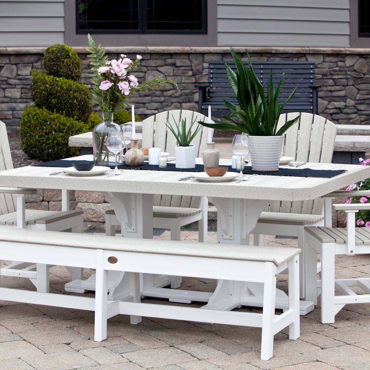 Classic Outdoor Dining Table - 6' Long antique-mahogany Bar Height (42")