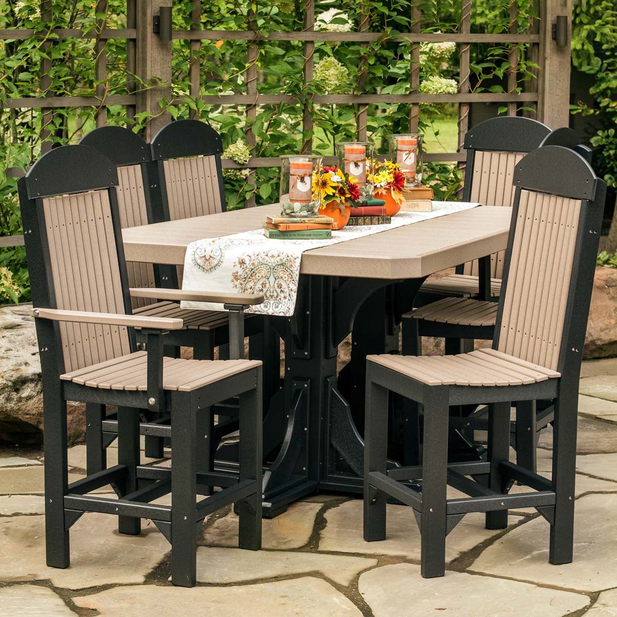 Classic Outdoor Dining Table - 6' Long antique-mahogany Bar Height (42")