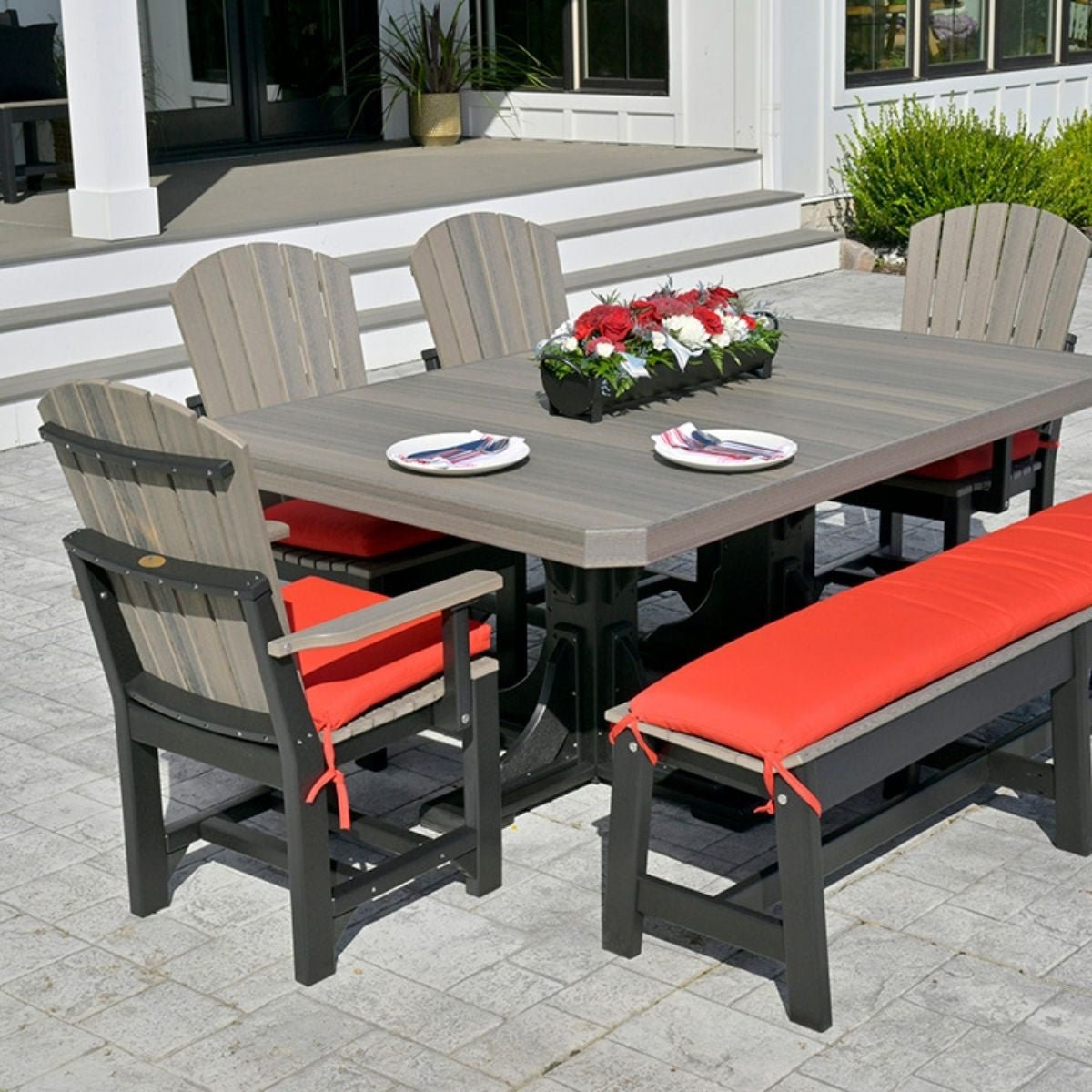 Classic Outdoor Dining Table - 6' Long antique-mahogany Bar Height (42")