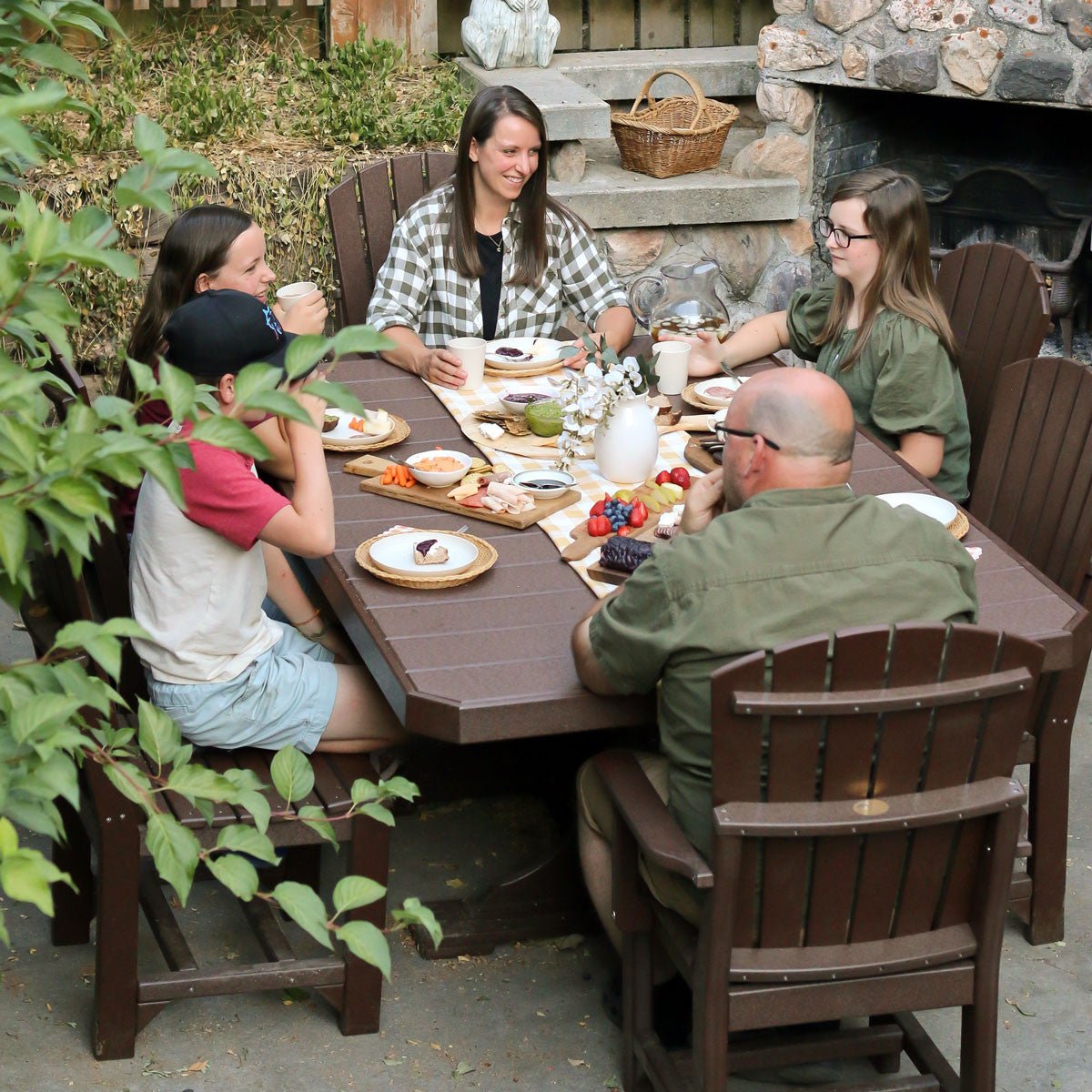 Classic Outdoor Dining Table - 6' Long antique-mahogany Bar Height (42")