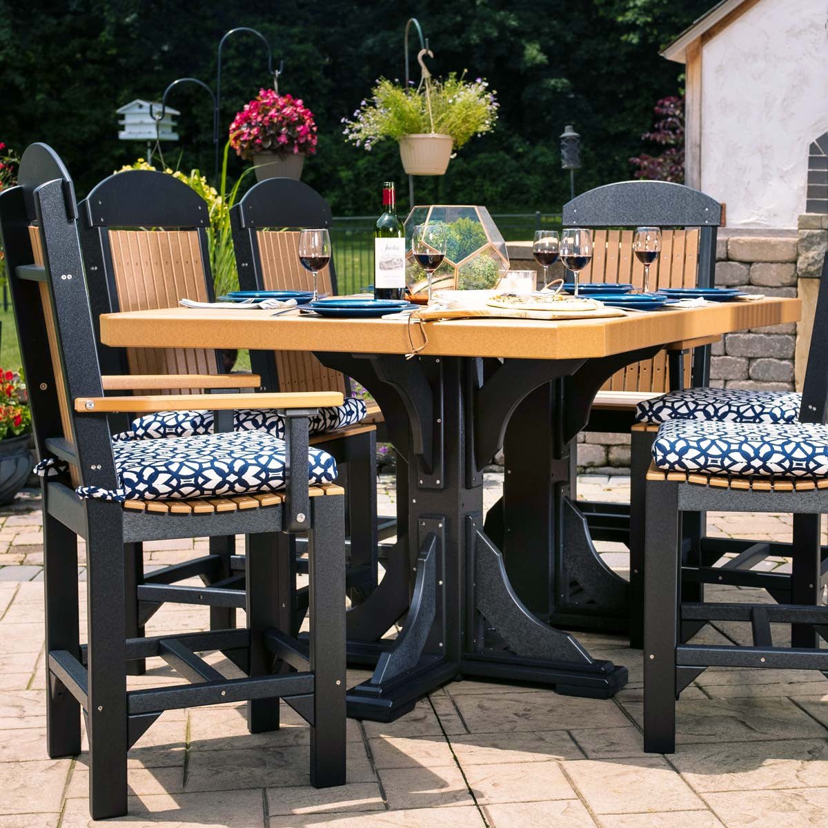 Classic Outdoor Dining Table - 6' Long antique-mahogany Bar Height (42")