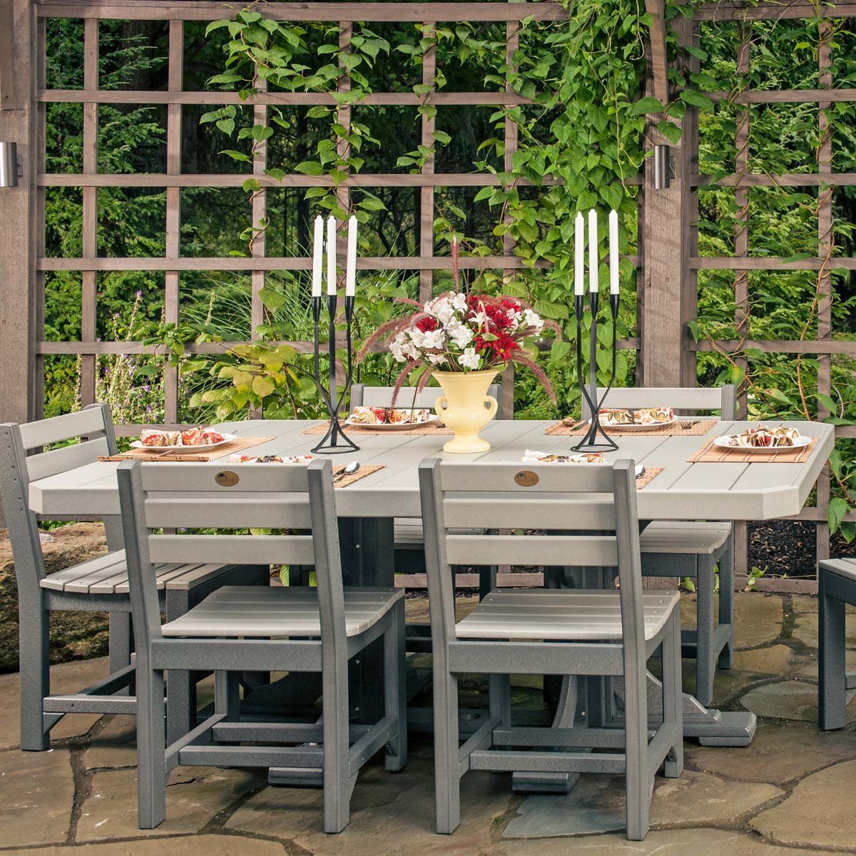 Classic Outdoor Dining Table - 6' Long antique-mahogany Bar Height (42")