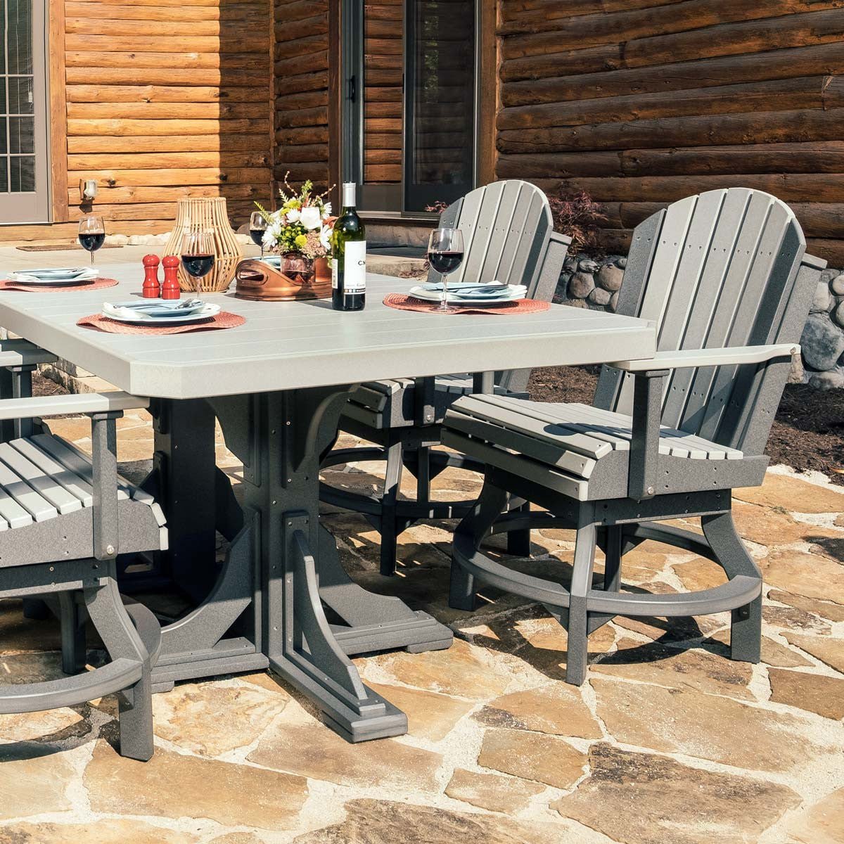 Classic Outdoor Dining Table - 6' Long antique-mahogany Bar Height (42")