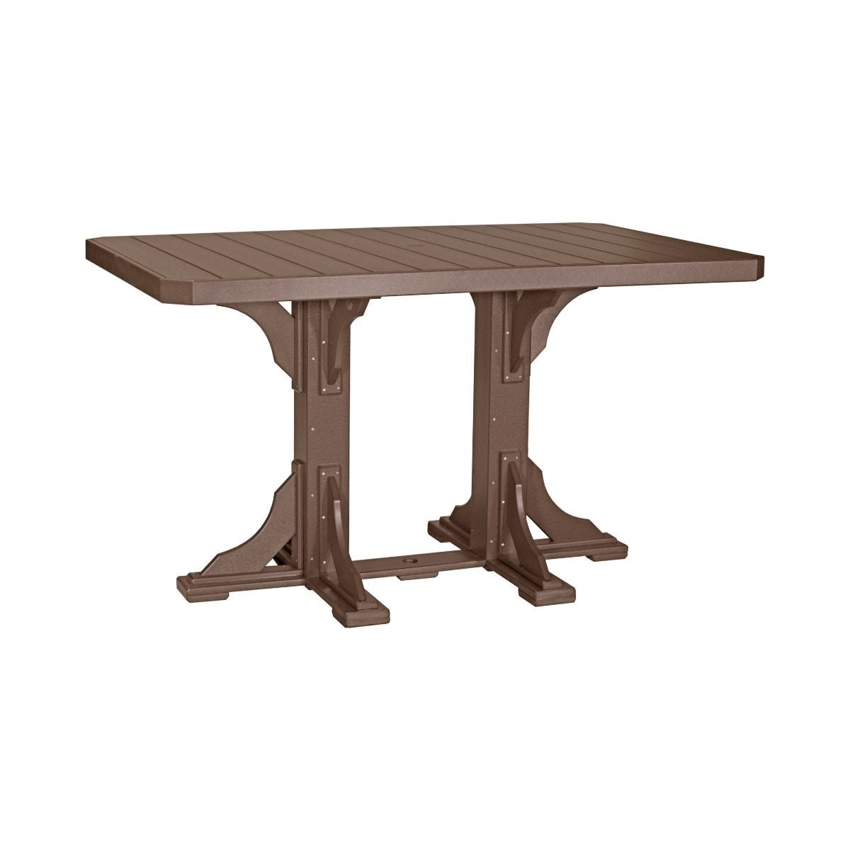 Classic Outdoor Dining Table - 6' Long chestnut-brown Bar Height (42")