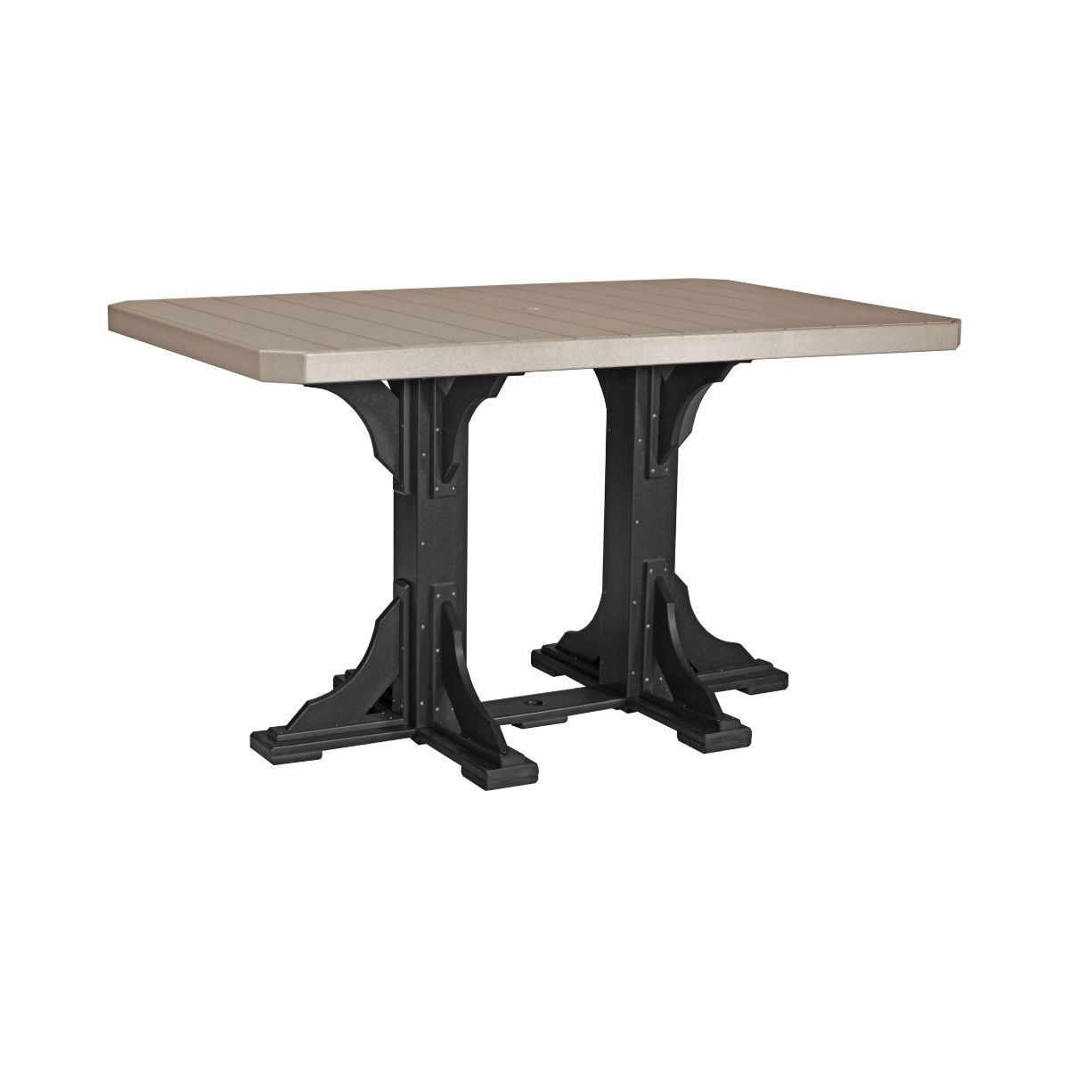Classic Outdoor Dining Table - 6' Long weatherwood-black Bar Height (42")