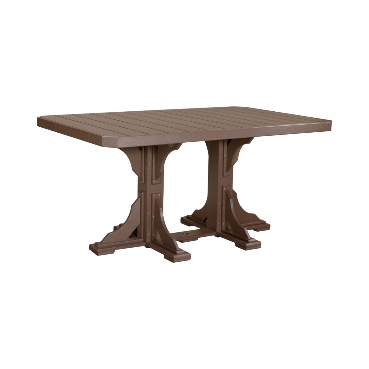 Classic Outdoor Dining Table - 6' Long chestnut-brown Counter Height (36")