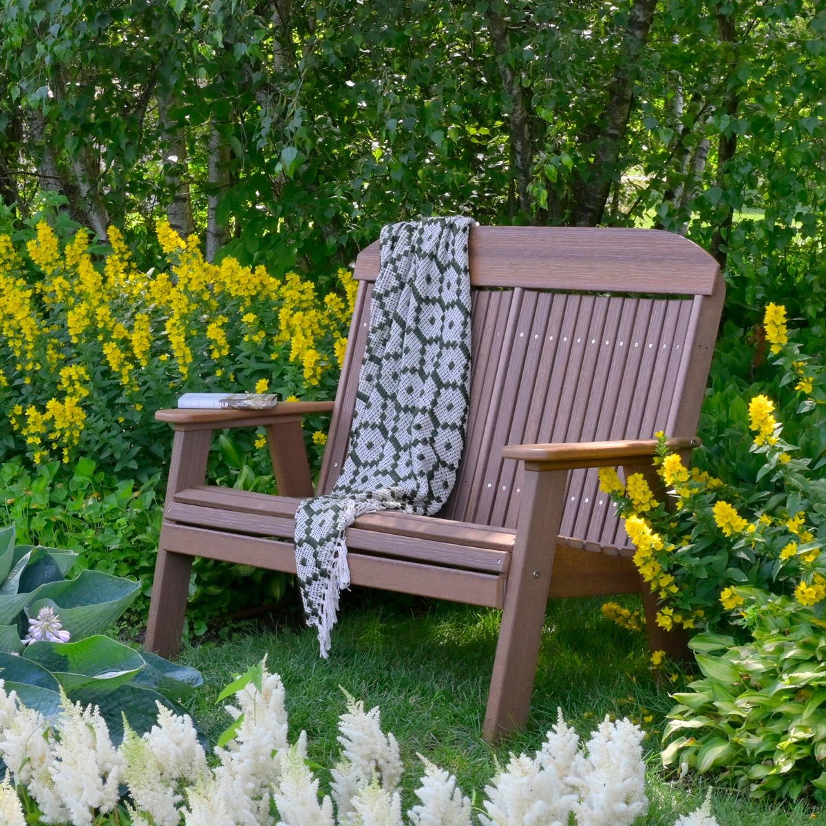 Classic Patio & Garden Bench - 4' Wide antique-mahogany