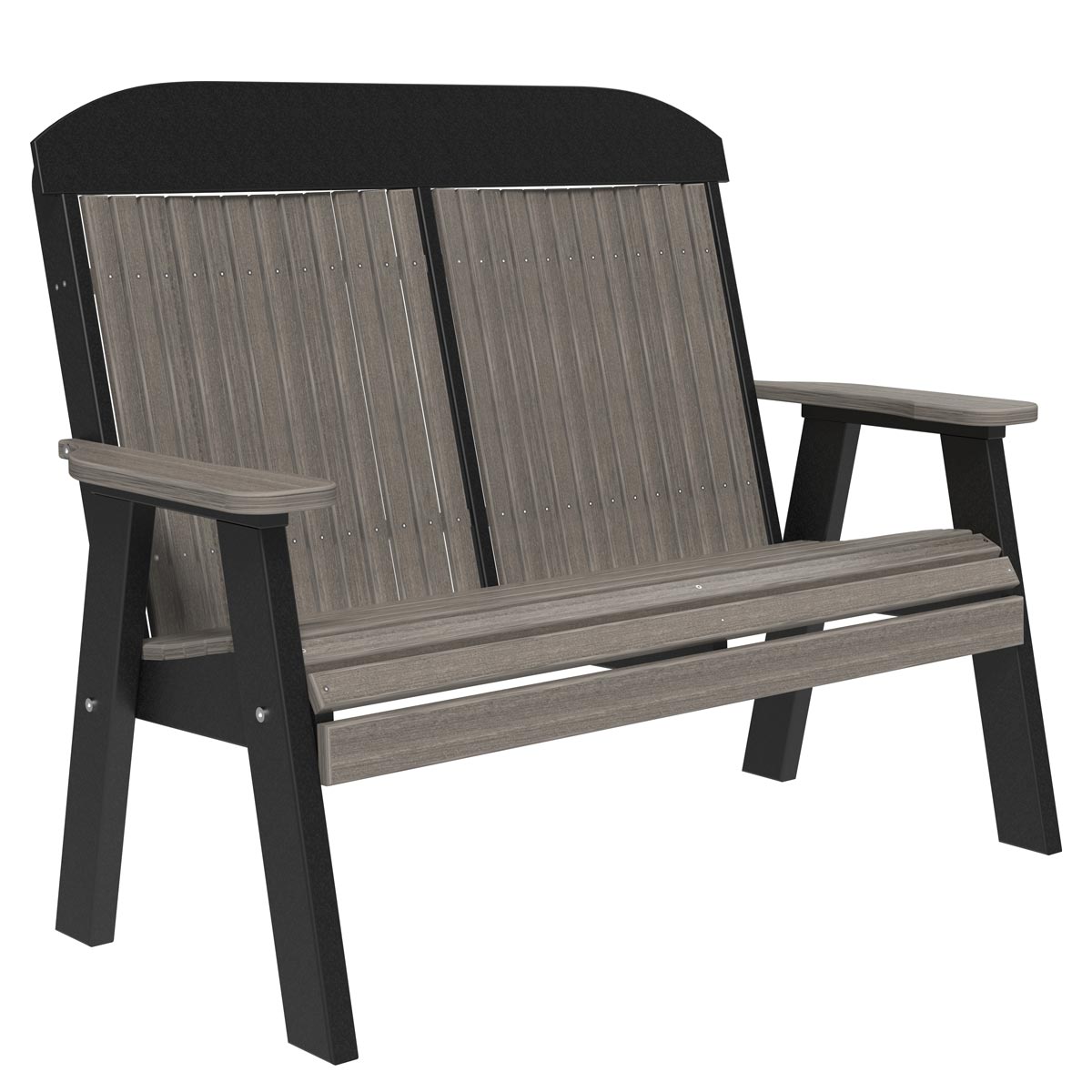 Classic Patio & Garden Bench - 4' Wide coastal-gray-black