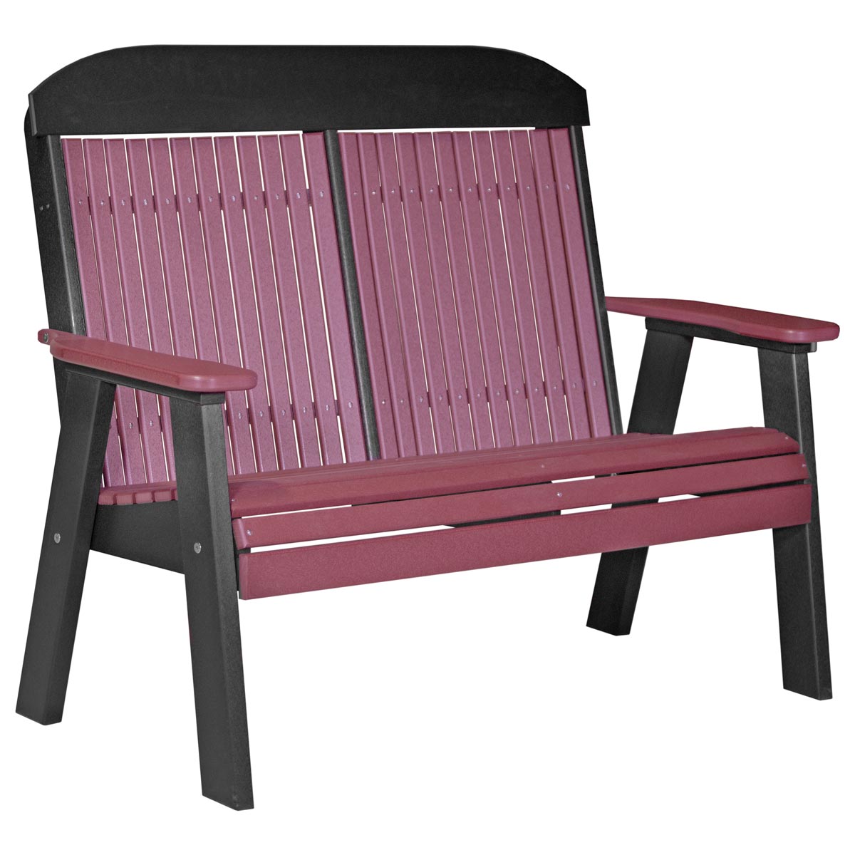 Classic Patio & Garden Bench - 4' Wide cherrywood-black
