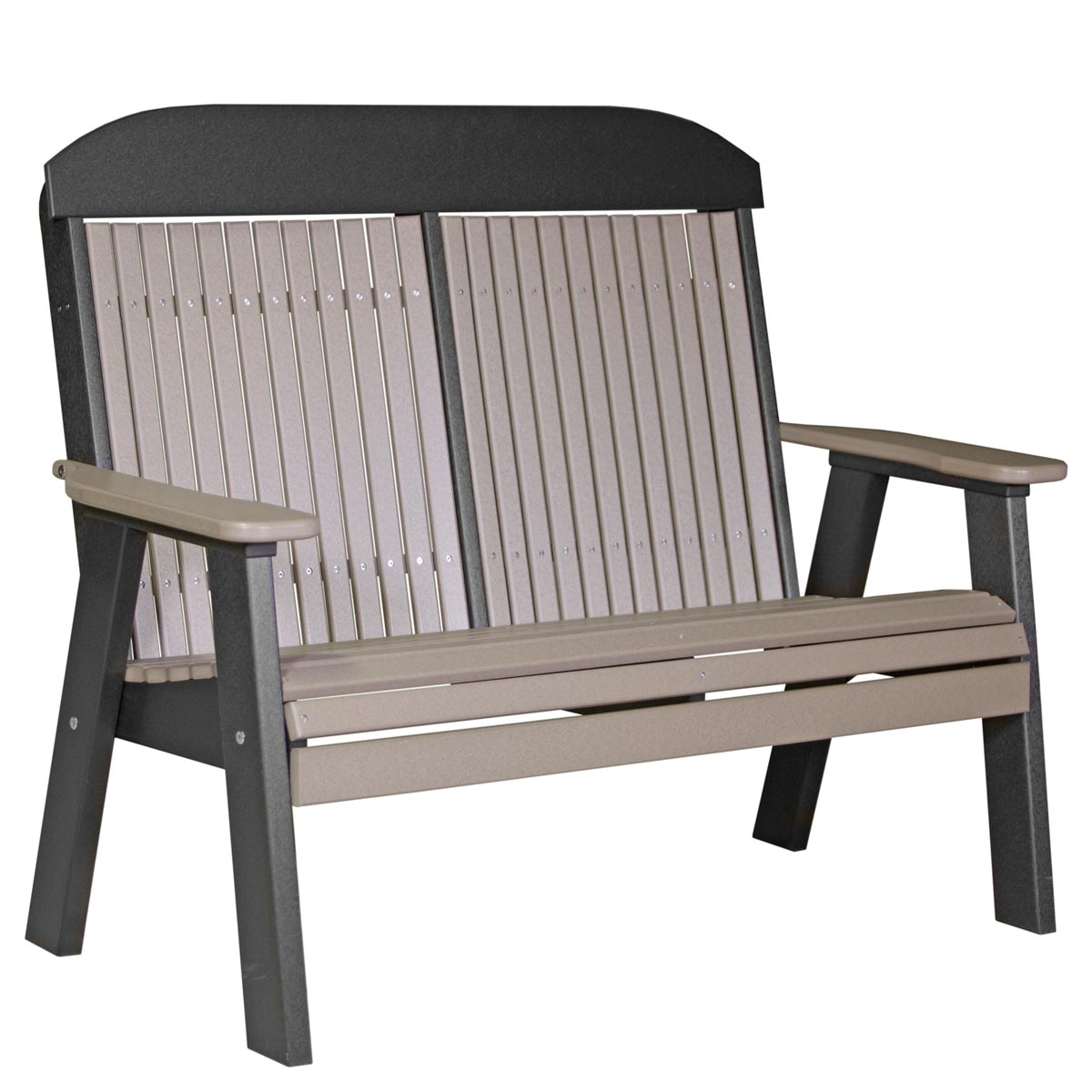 Classic Patio & Garden Bench - 4' Wide weatherwood-black
