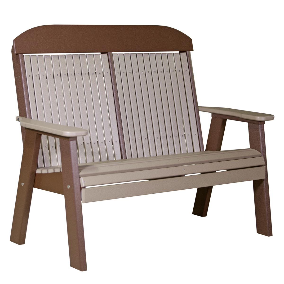 Classic Patio & Garden Bench - 4' Wide weatherwood-chestnut-brown