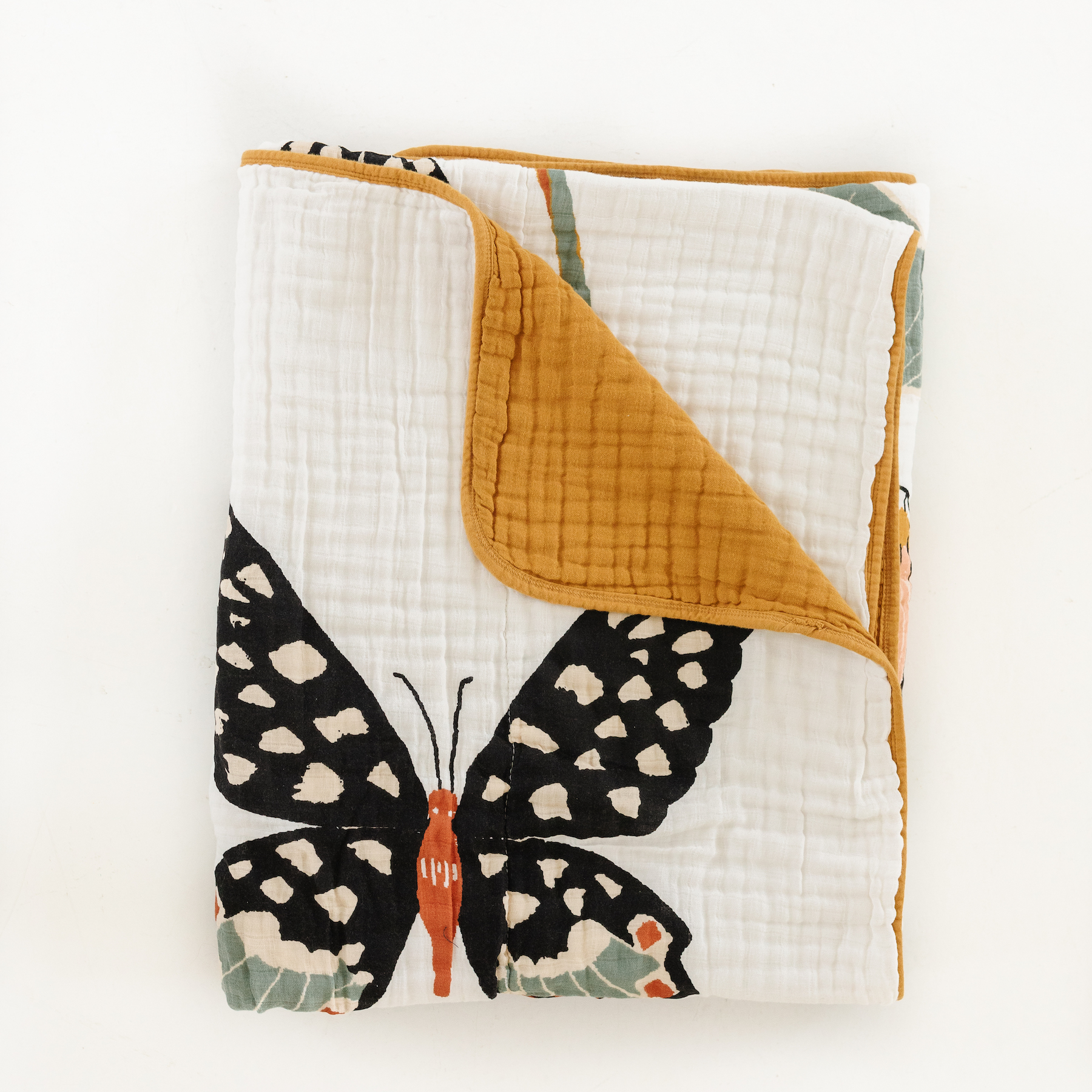 Butterfly Collector Reversible Cotton Muslin Throw Blanket
