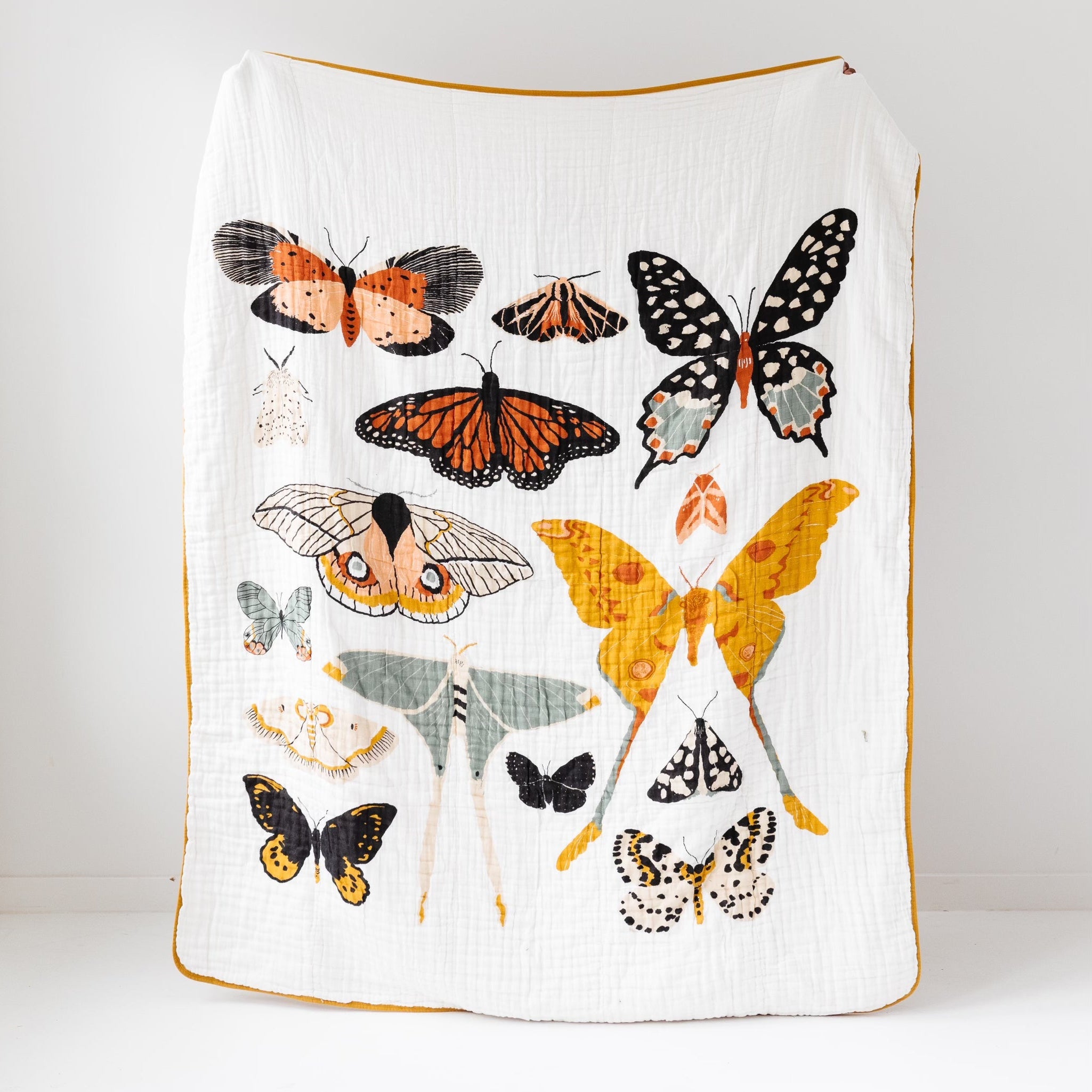Butterfly Collector Reversible Cotton Muslin Throw Blanket