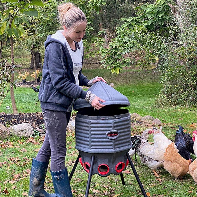 CoopWorx Silo Chicken Feeder - 80 lbs Single Post option3