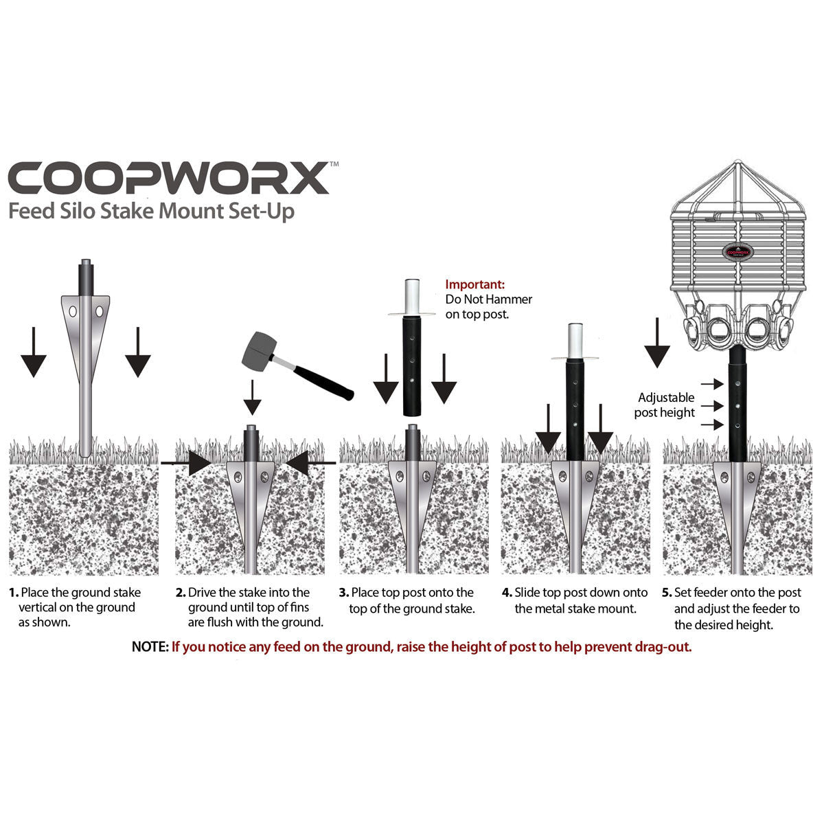 CoopWorx Silo Chicken Feeder - 80 lbs Single Post option3