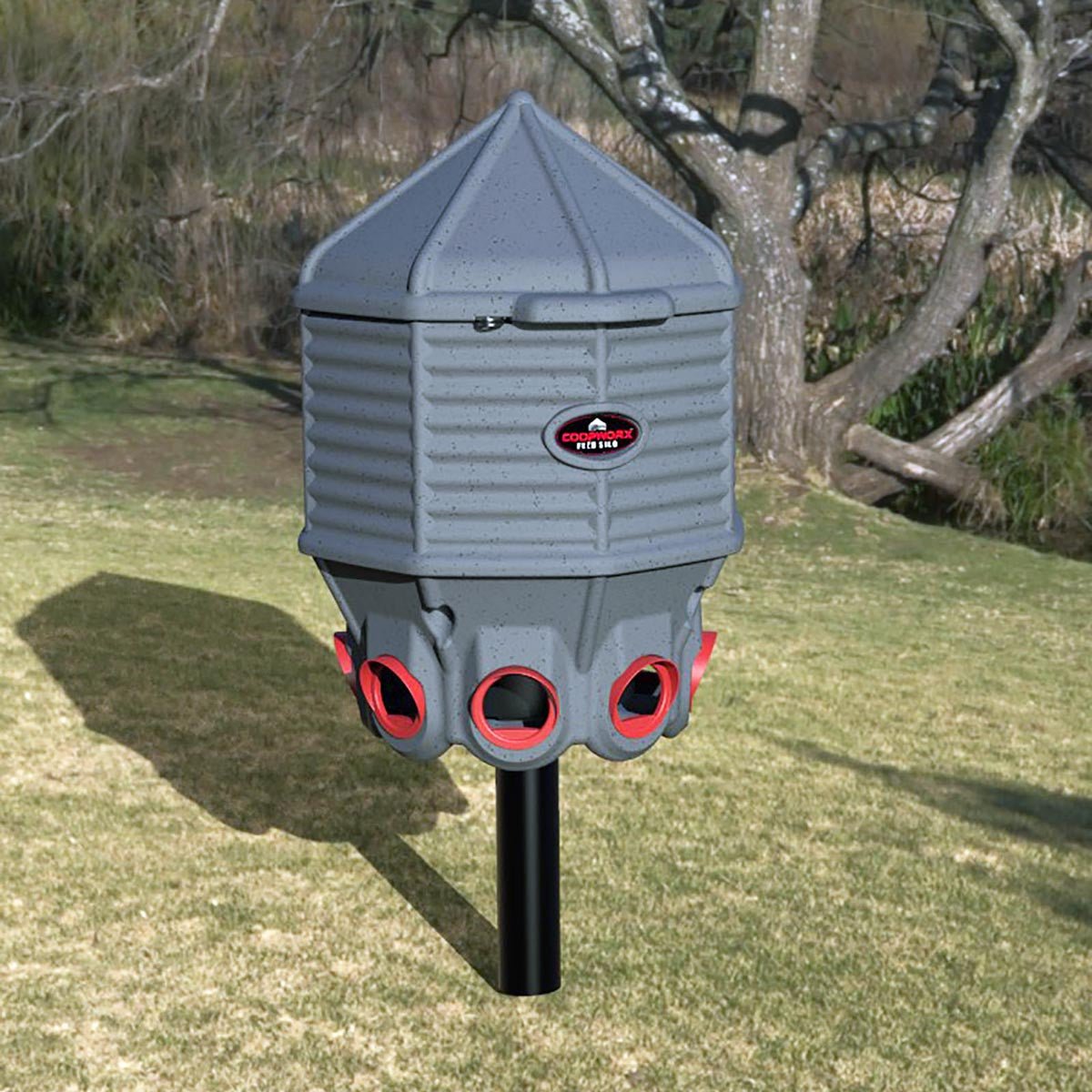 CoopWorx Silo Chicken Feeder - 80 lbs Single Post option3